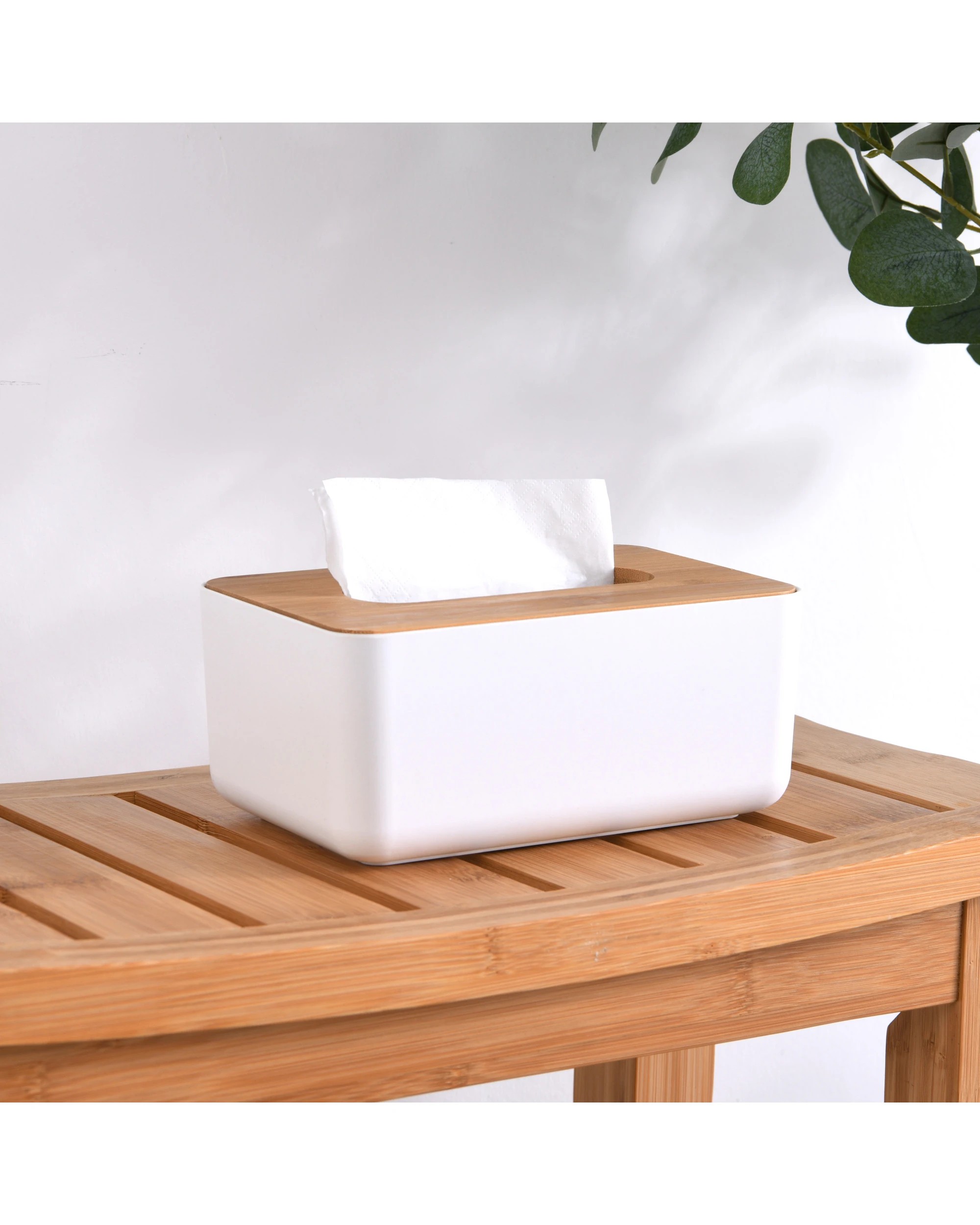 2 Takara Takae Natural Bamboo Tissue Box Small - White, 2 of 5