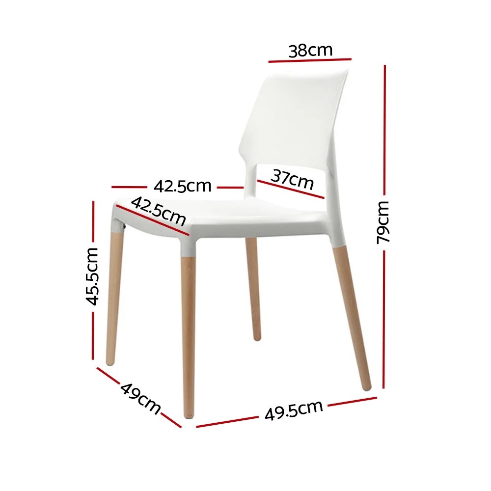 2 Artiss Dining Chairs Set of 4 Plastic en Stackable - White, 2 of 7