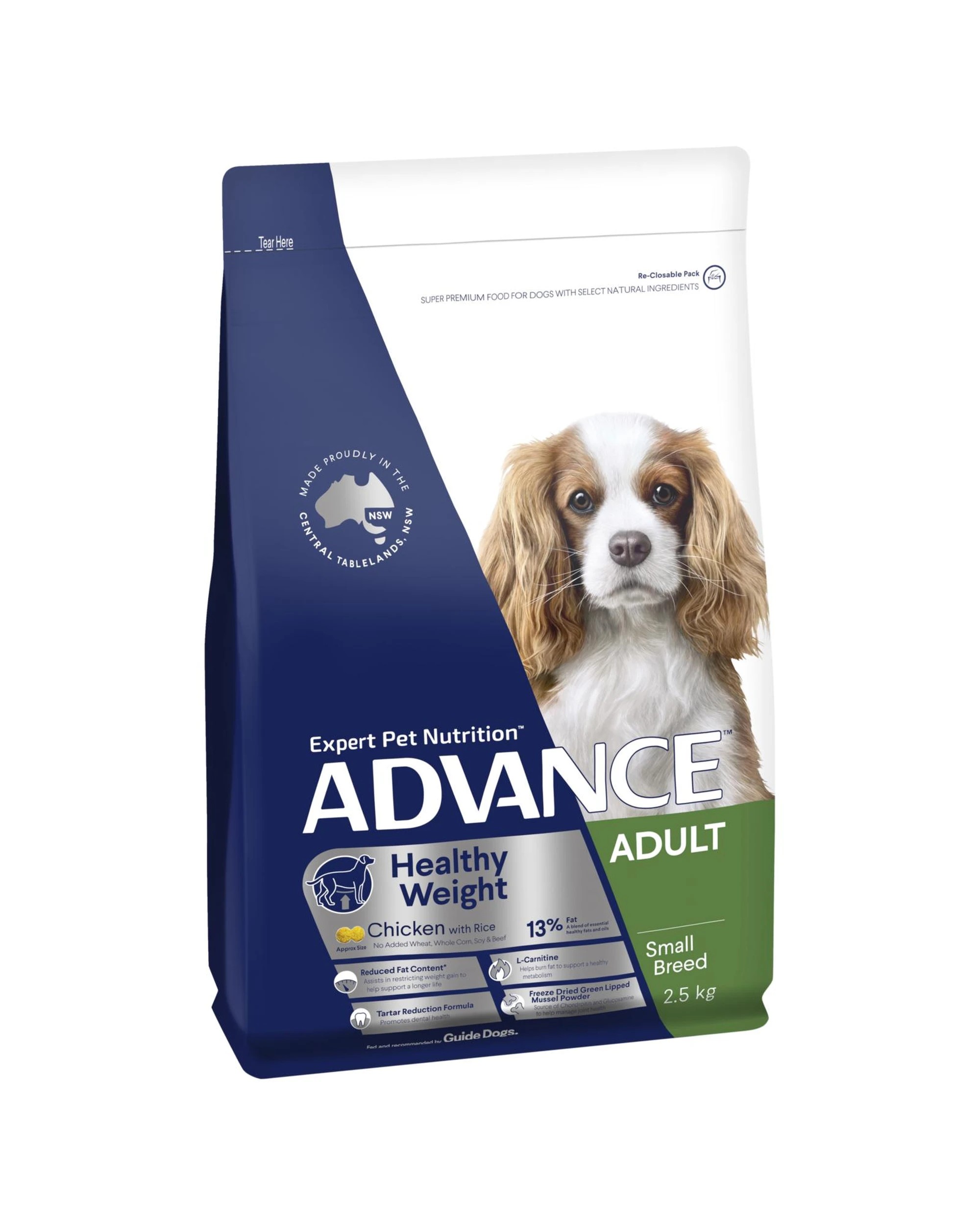 1 Advance Adult Small Breed Weight Control Dry Dog Food Chicken w/ Rice 2.5kg, 1 of 3