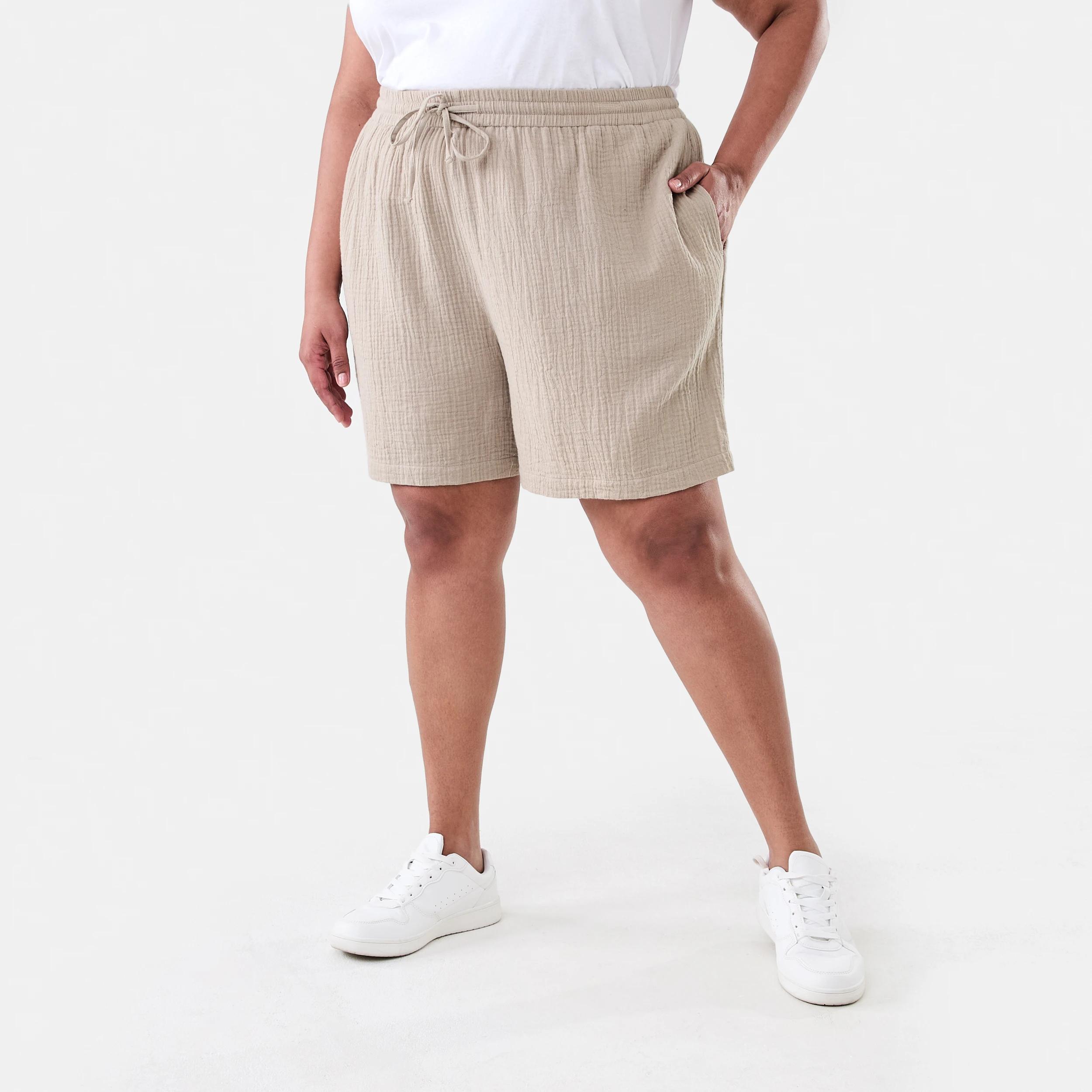 6 Curve Double Cloth Shorts Grey Taupe, 6 of 6