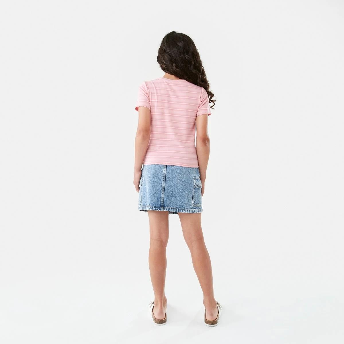 7 Short Sleeve Rib Top Pnk Stripe, 7 of 9