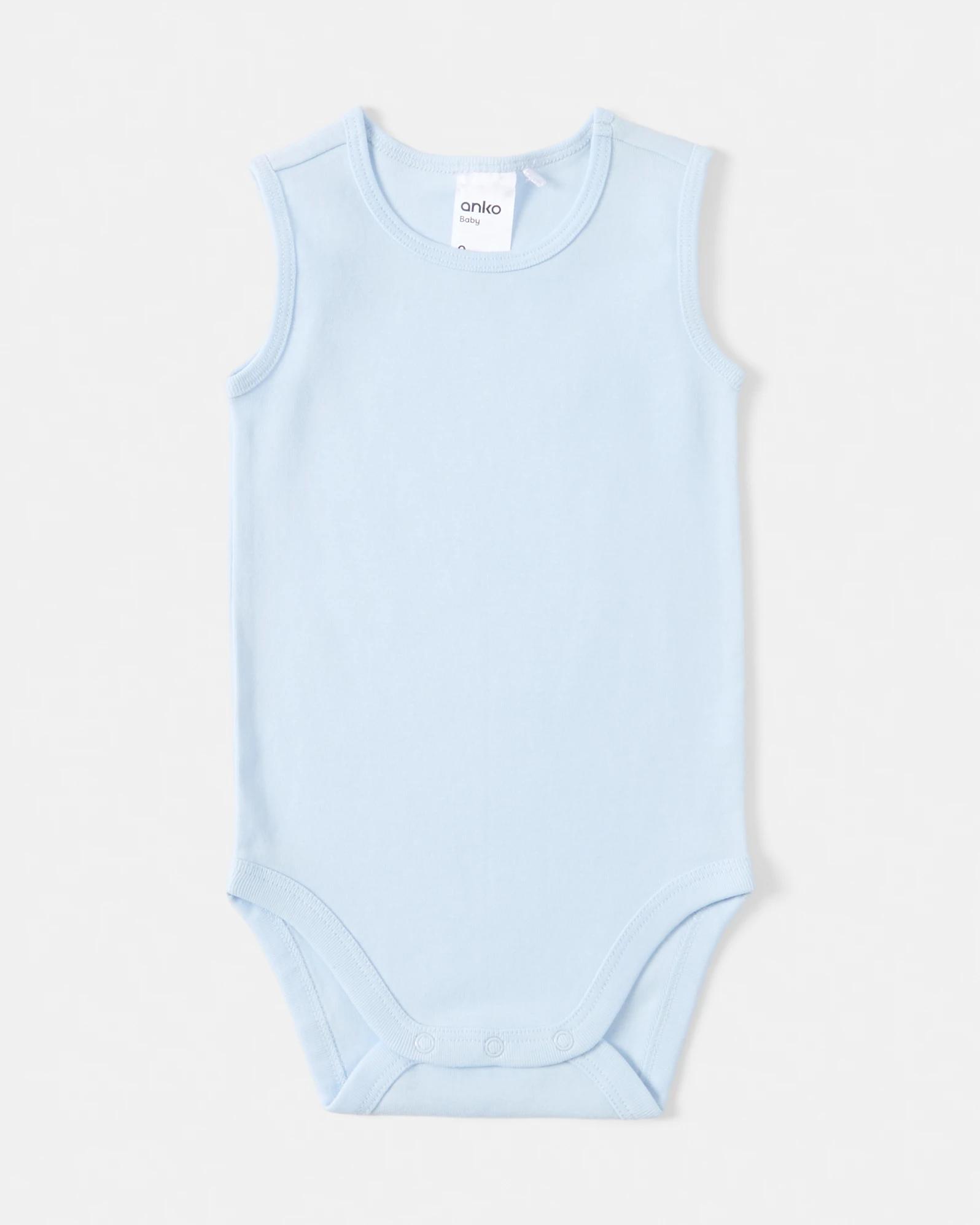 3 2 Pack Cotton Sleeveless Bodysuits Blu Pck, 3 of 6