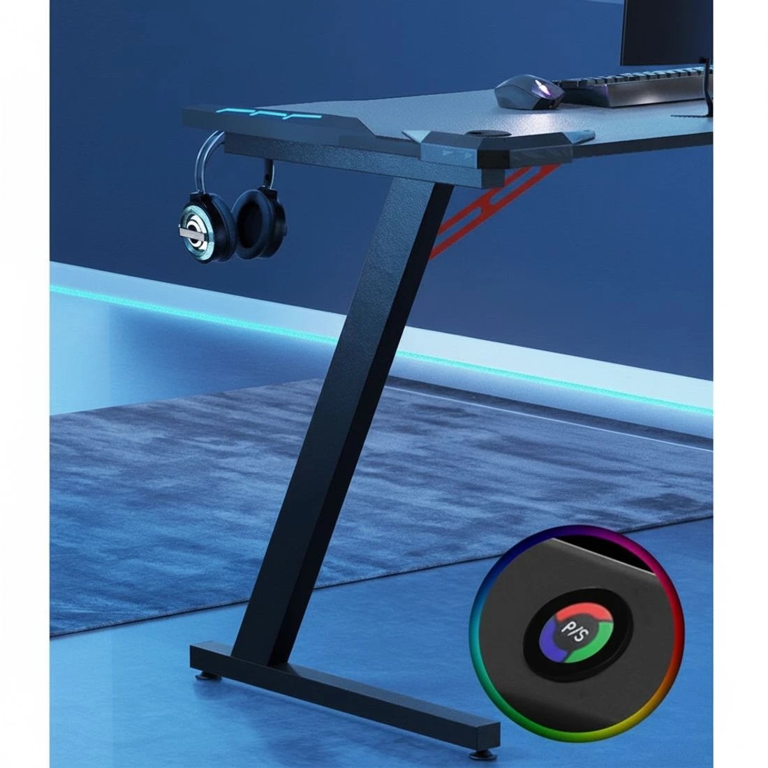 4 Artiss Gaming Desk Computer Desks LED Light 140CM - Black, 4 of 4