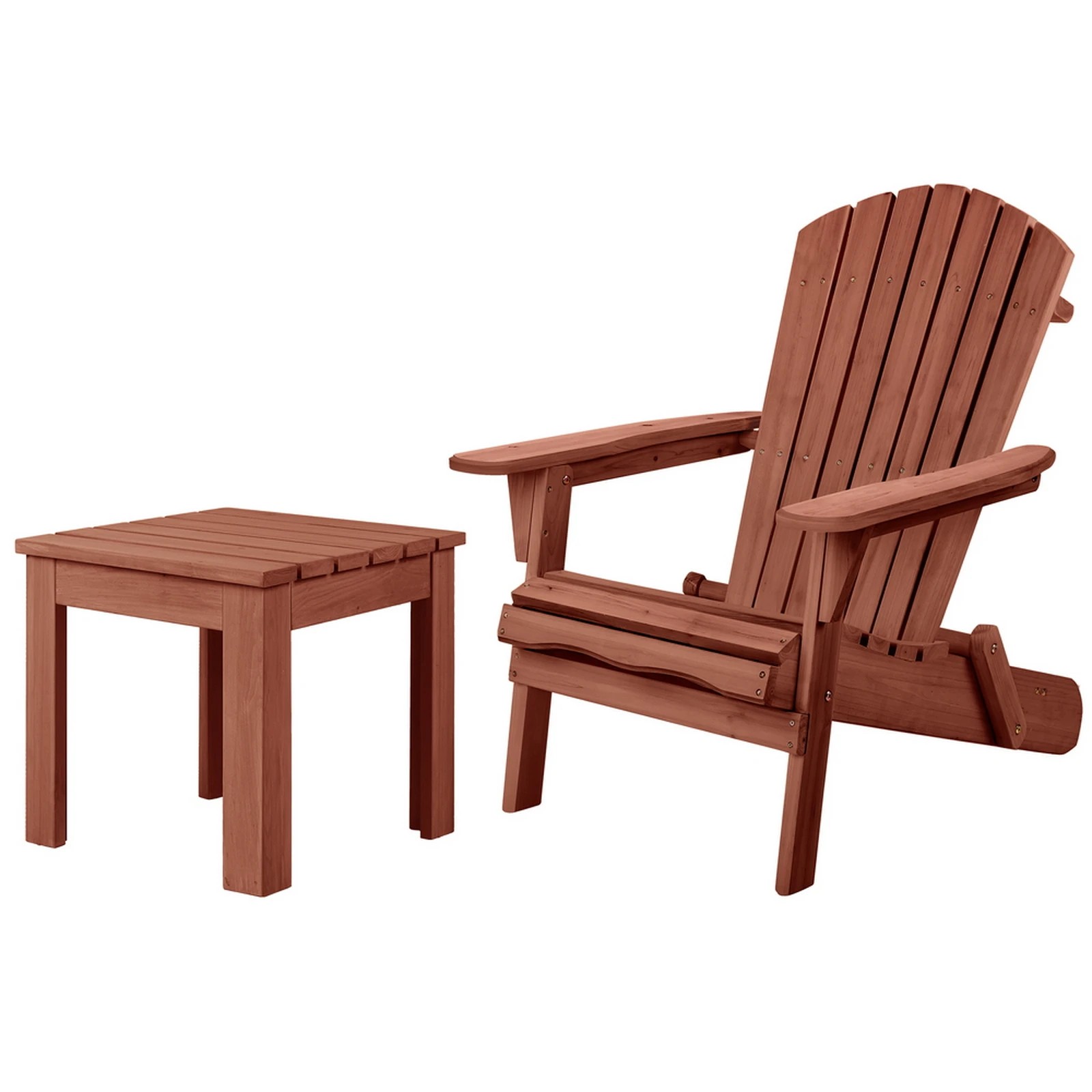 1 Alfordson Adirondack Chair Table 2PCS Set Wooden Outdoor Furniture Beach - Brown, 1 of 9