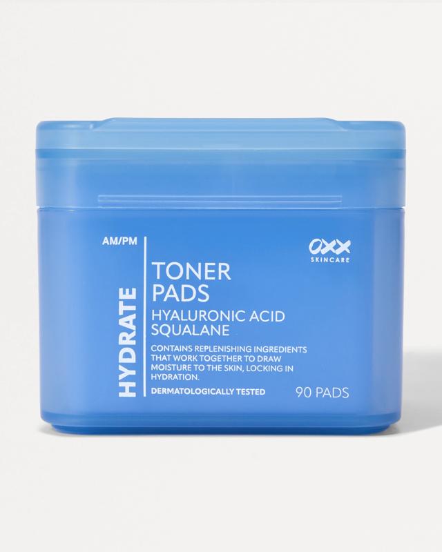 OXX Skincare 90 Pack AM/PM Hydrate Toner Pads - Hyaluronic Acid and Squa