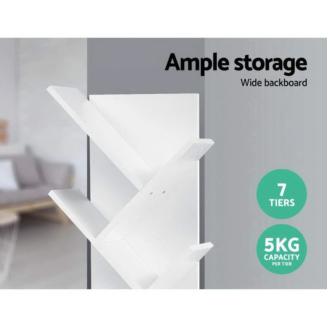 7 Artiss Tree Bookshelf 7 Tiers - White, 7 of 8