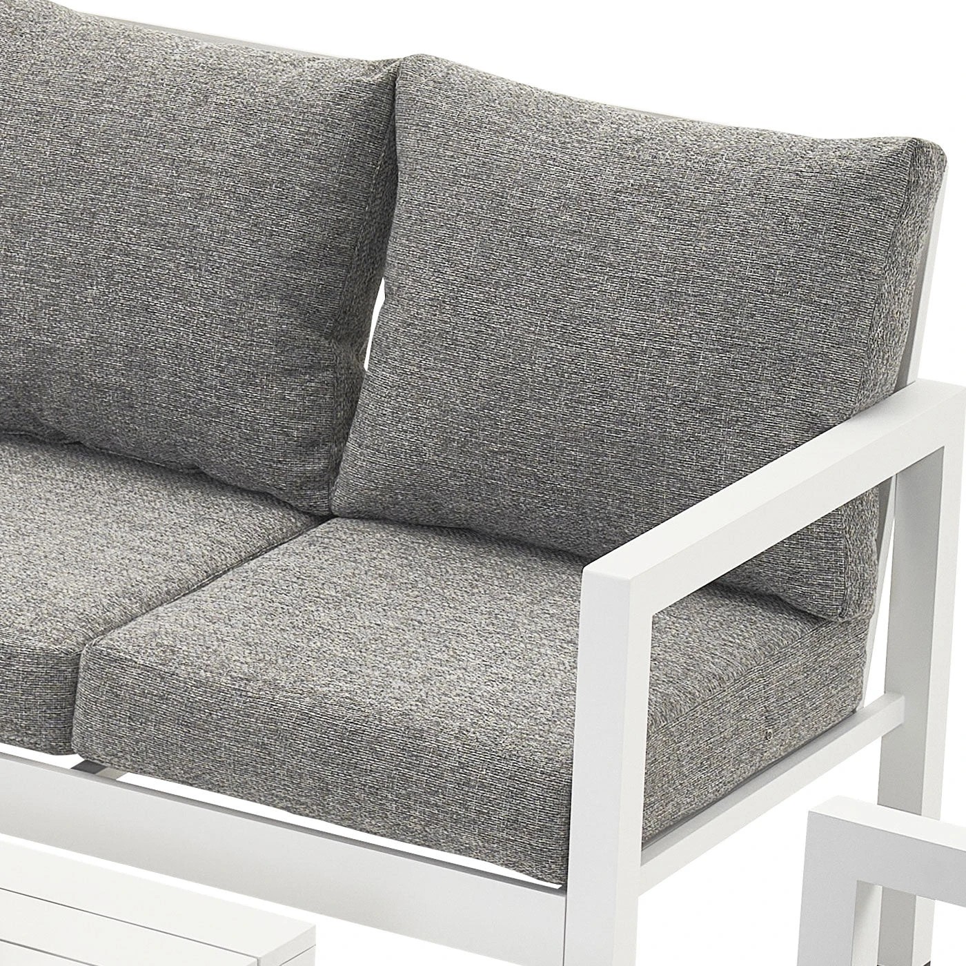10 Moda Living Manly 3 Seater White Aluminium Outdoor Sofa Lounge - Textured Grey Cushions - White, 10 of 10