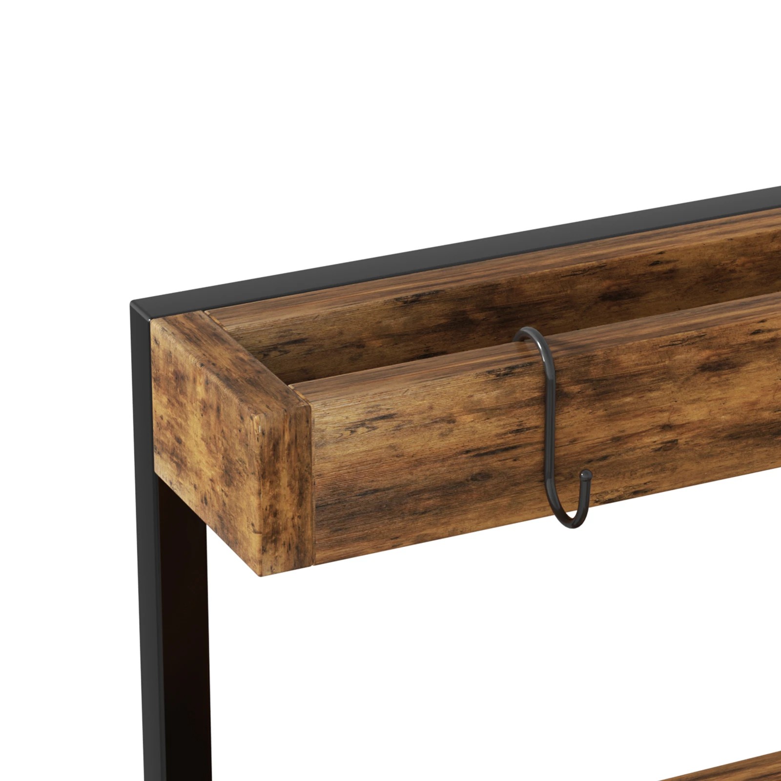 8 Advwin Bedside Table with Charging Station LED Lights Drawer and Open Storage Shelves - Brown, 8 of 10