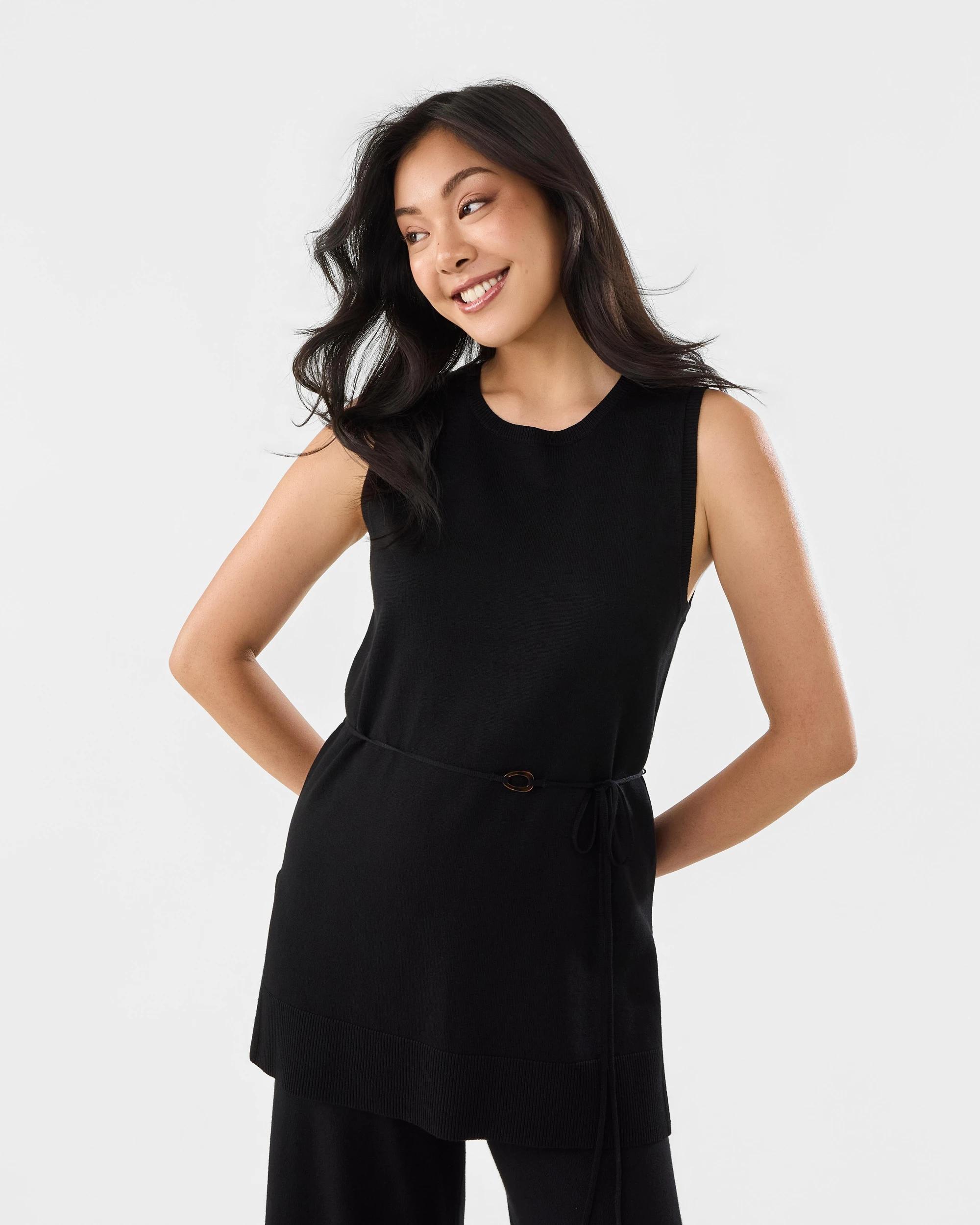 1 Sleeveless Tunic Top Black, 1 of 6
