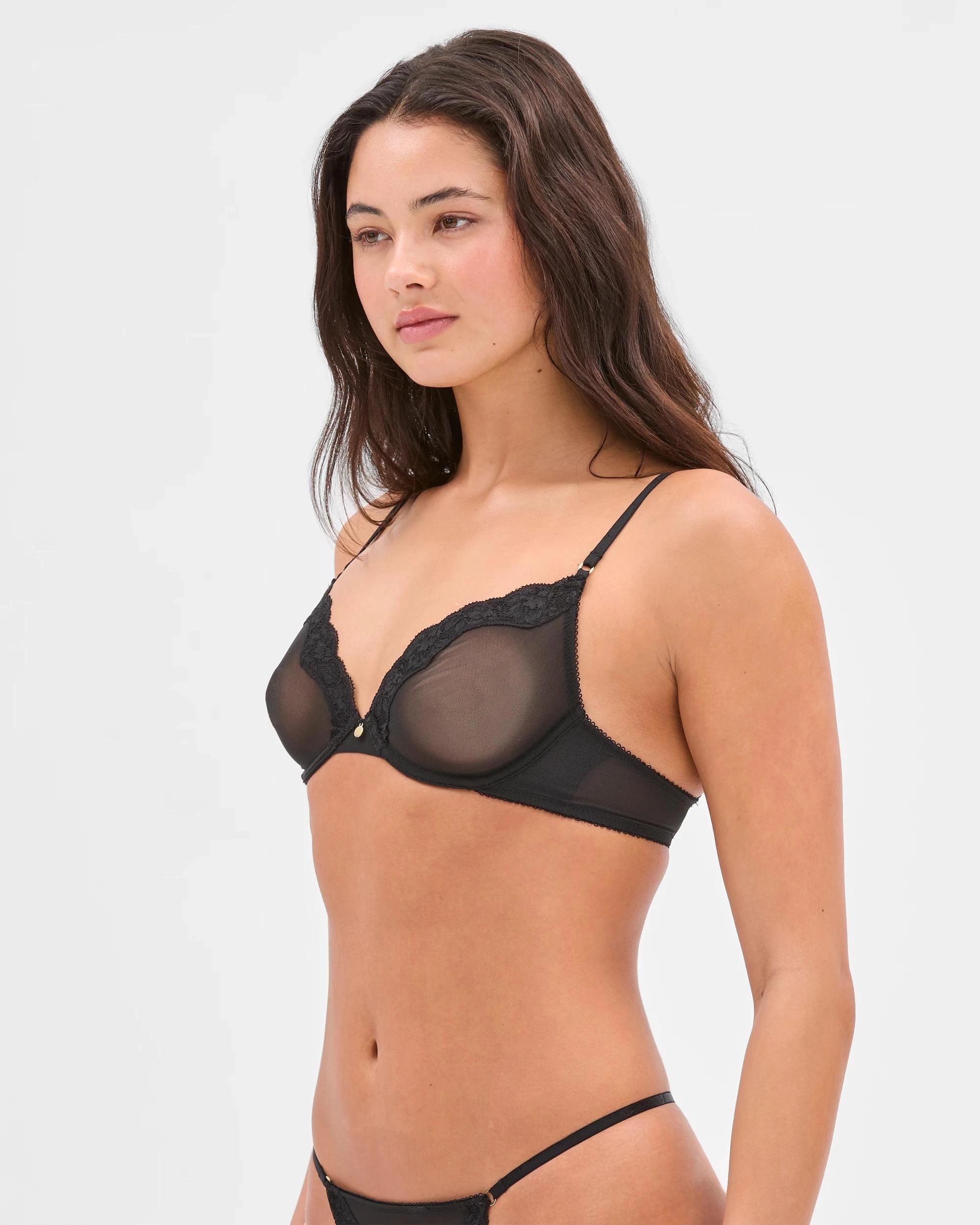2 Target Woman Kylie Mesh Plunge Underwire Bra - Lily Loves BLACK, 2 of 4