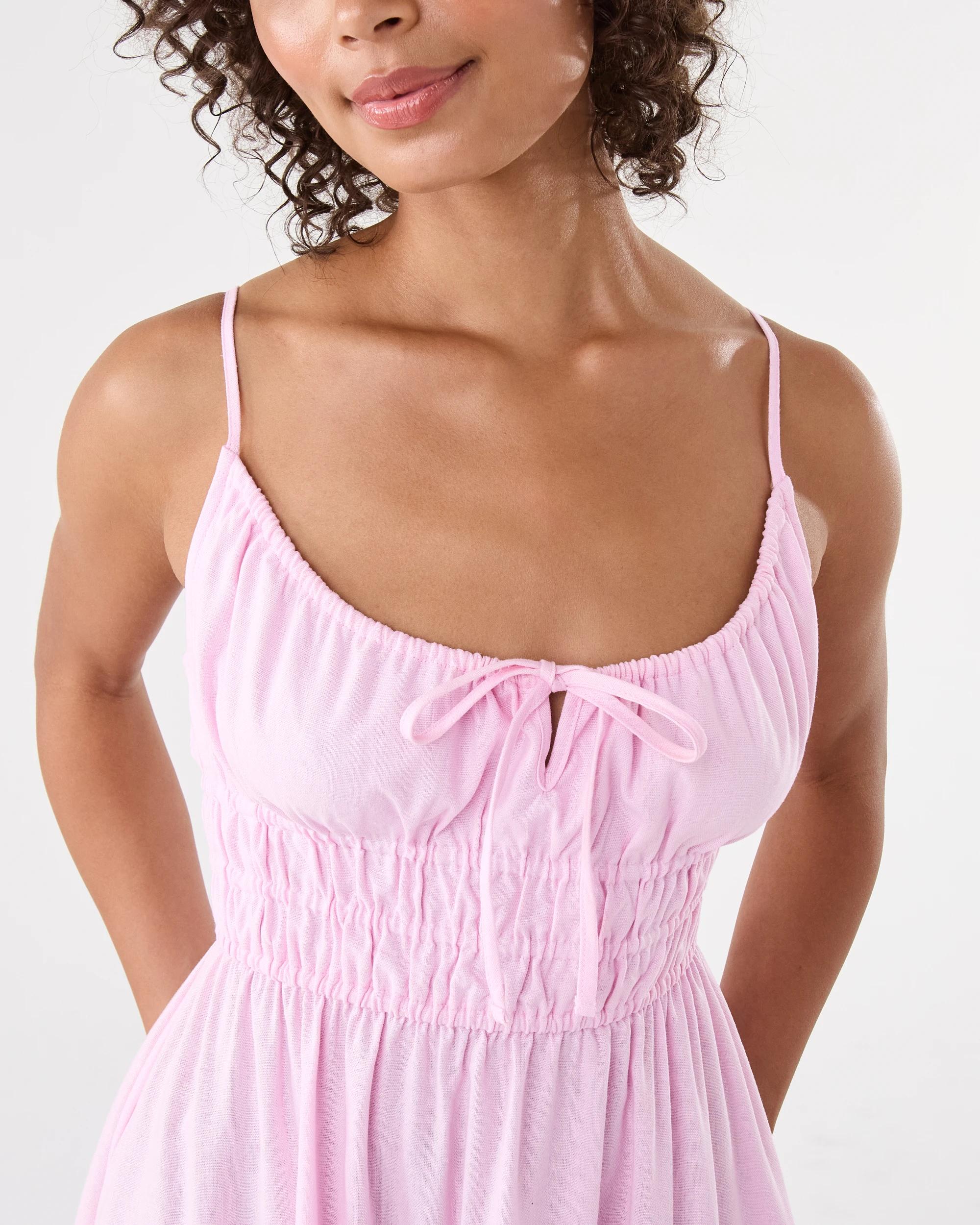 6 Sleeveless Mini Tiered Dress Bllet Pink, 6 of 8