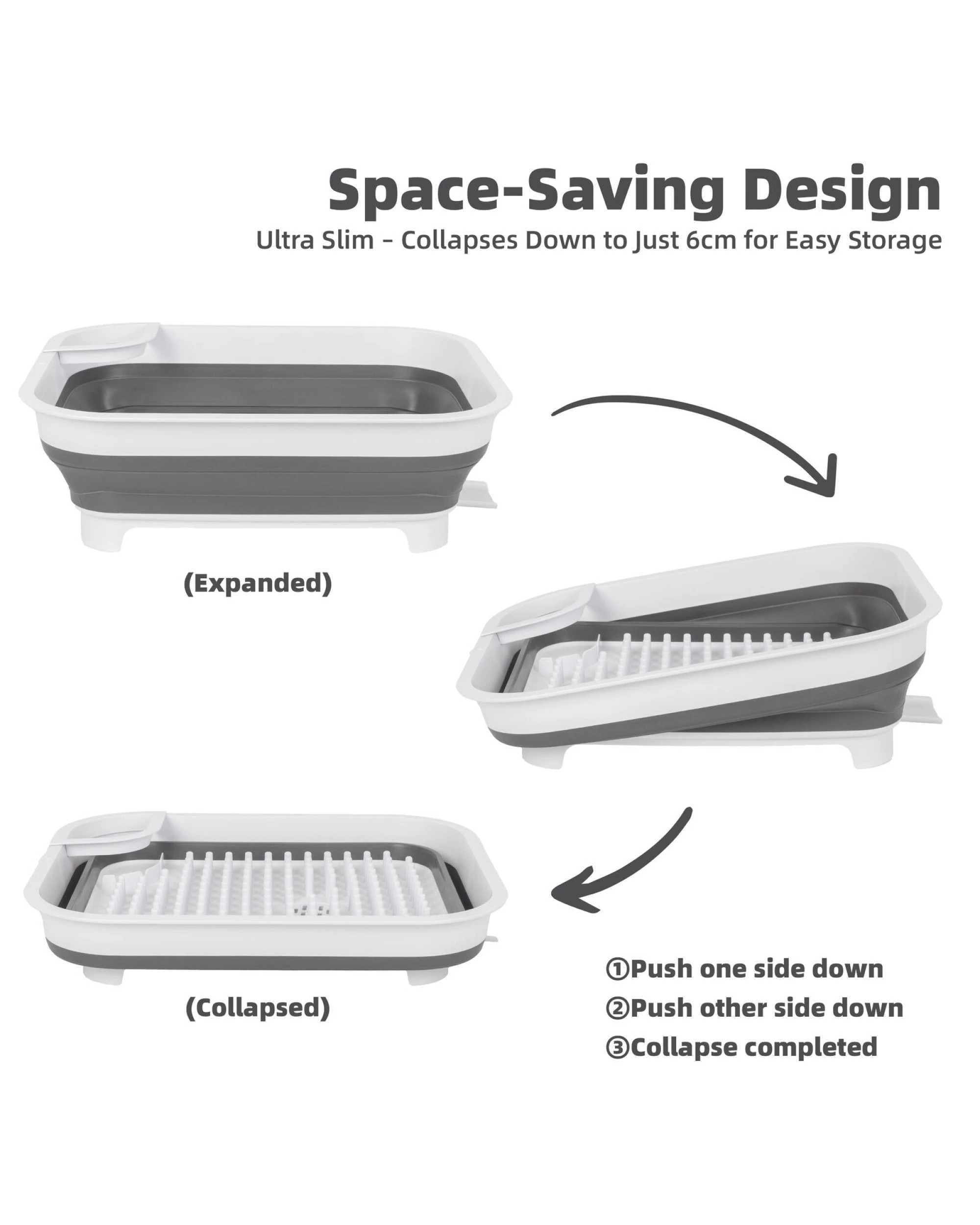 7 Hacienda Collapsible Dish Rack with Utensil Section Space-Saving Drying Rack for Compact Kitchens & Camping, 7 of 9