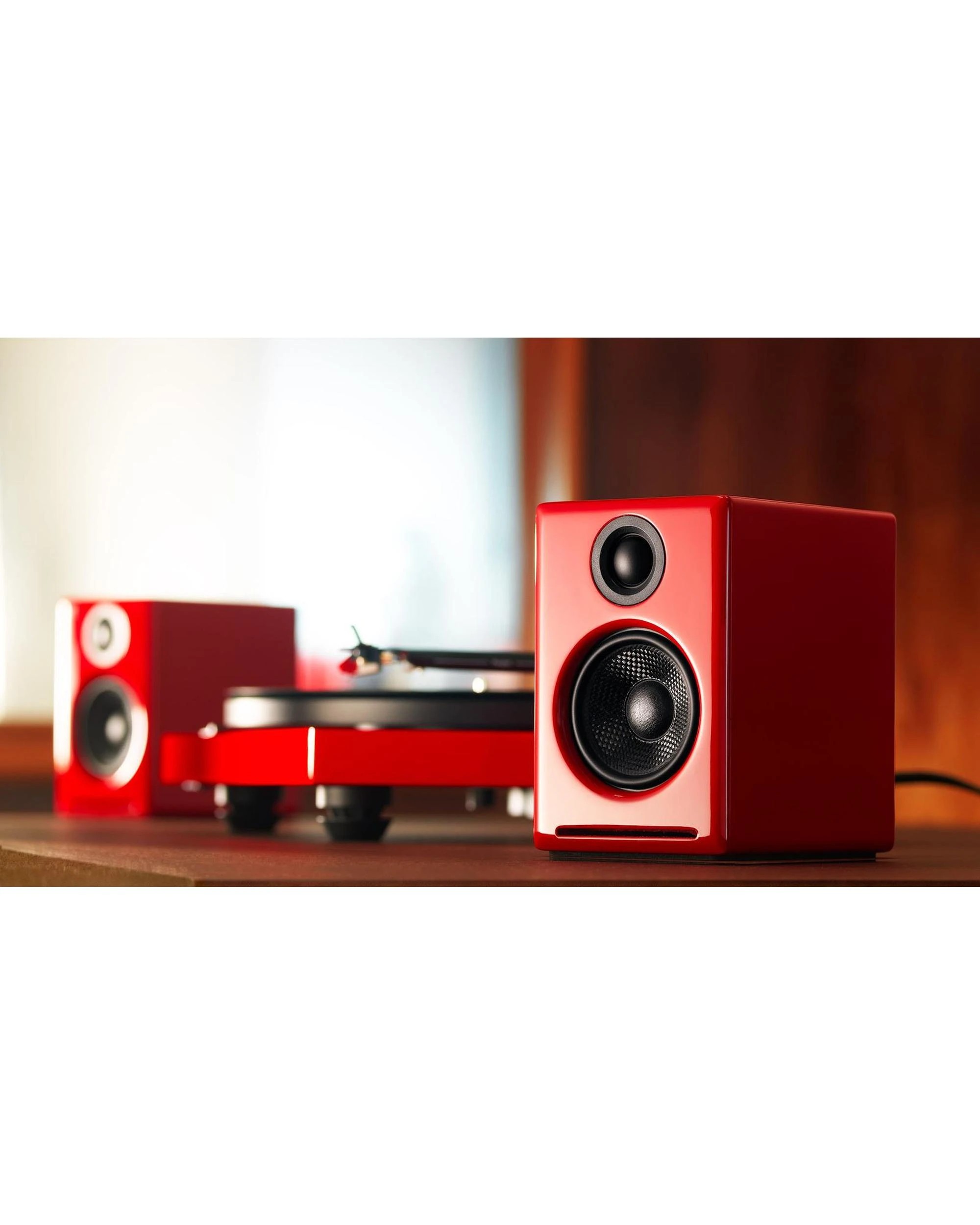4 Audioengine A2+ Wireless Speakers Hi-Res Audio Bluetooth Bookshelf Speakers Red, 4 of 5