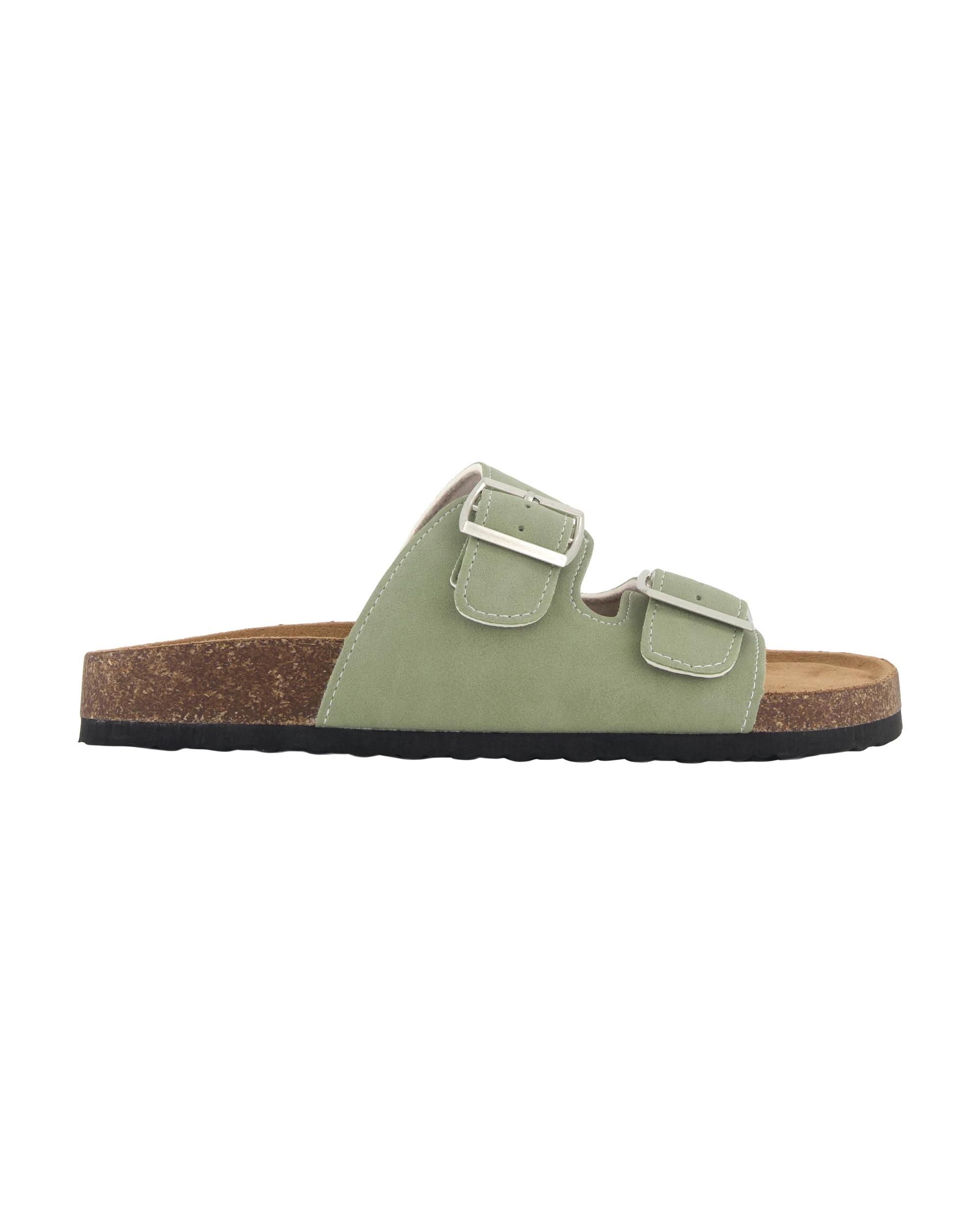 1 Two Band Buckle Footbed Slides Sage Green, 1 of 3