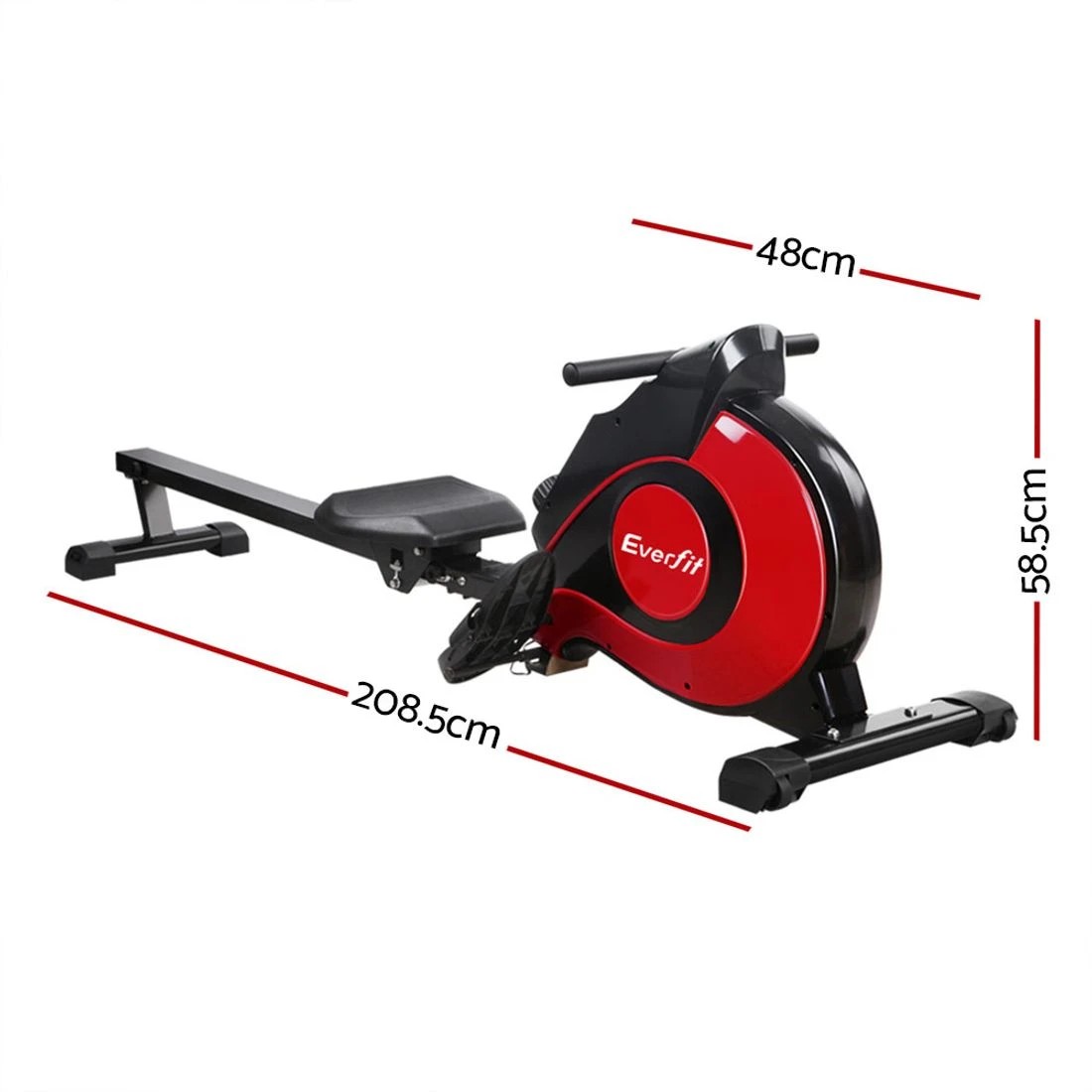 2 Everfit Rowing Machine Rower Magnetic Resistance Exercise Gym Home Cardio - Red, 2 of 9