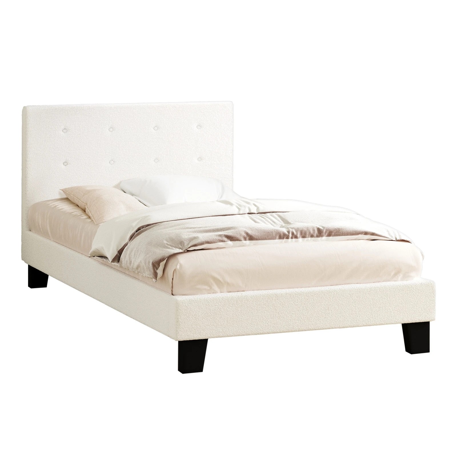 1 Oikiture King Single Bed Frame Bed Platform
 - White, 1 of 10