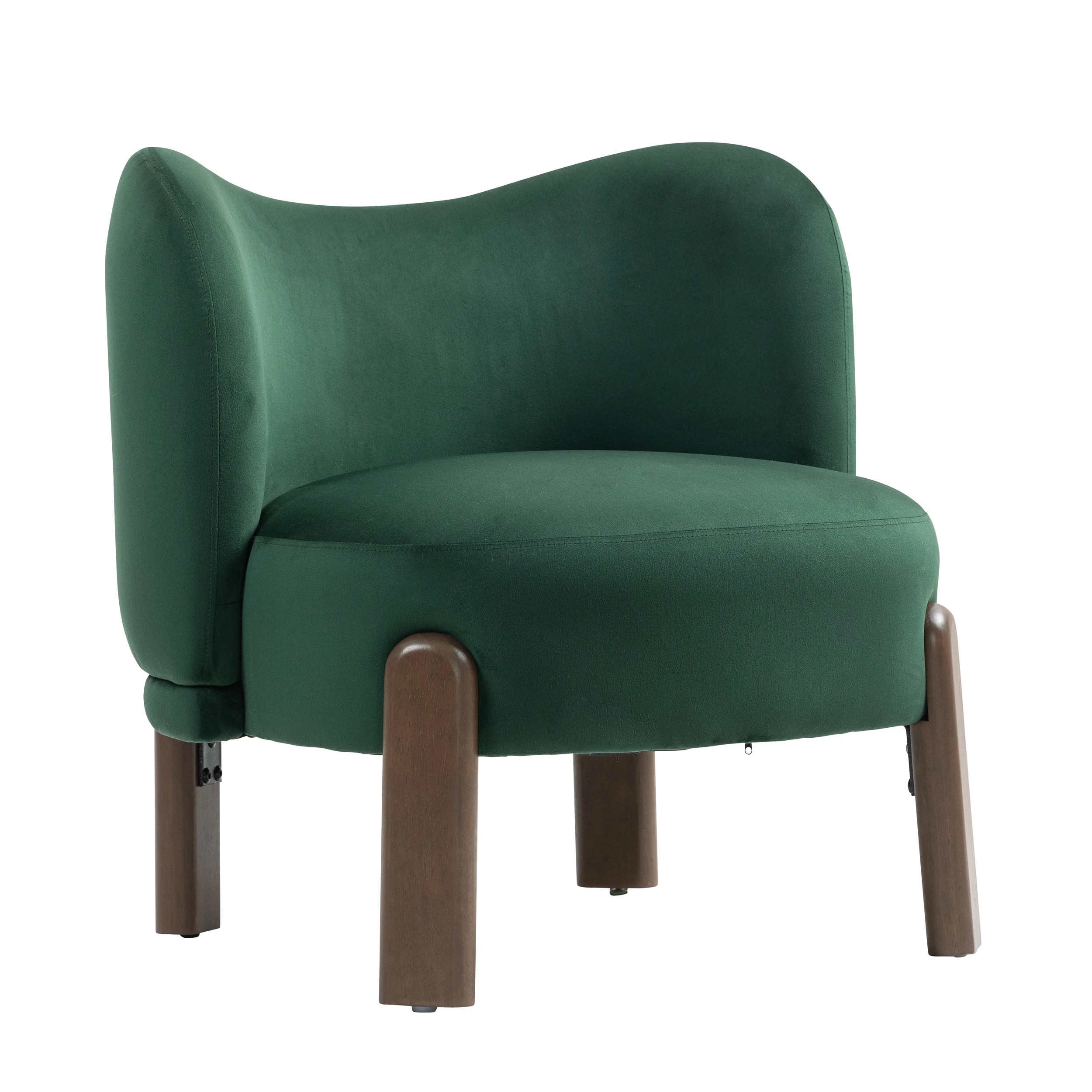 6 IHOMDEC Velvet Accent Chair Wing Backrest and Round Seat - Green - Green, 6 of 10