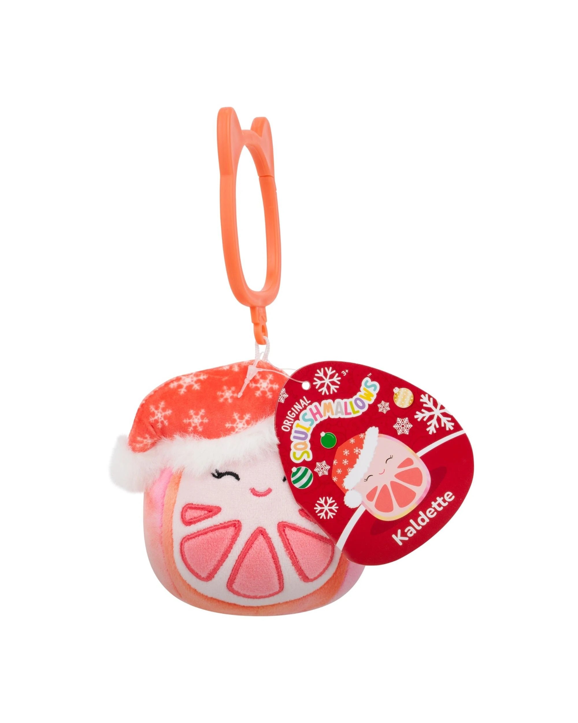 1 Squishmallows Christmas Kaldette the Grapefruit 3.5 inch Clip-On Plush - Pink, 1 of 3