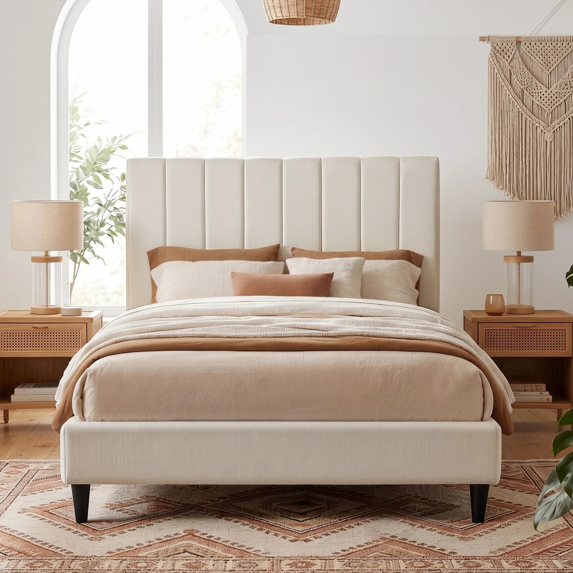 4 Artiss Bed Head Headboard Double Linen 137CM - Beige, 4 of 7