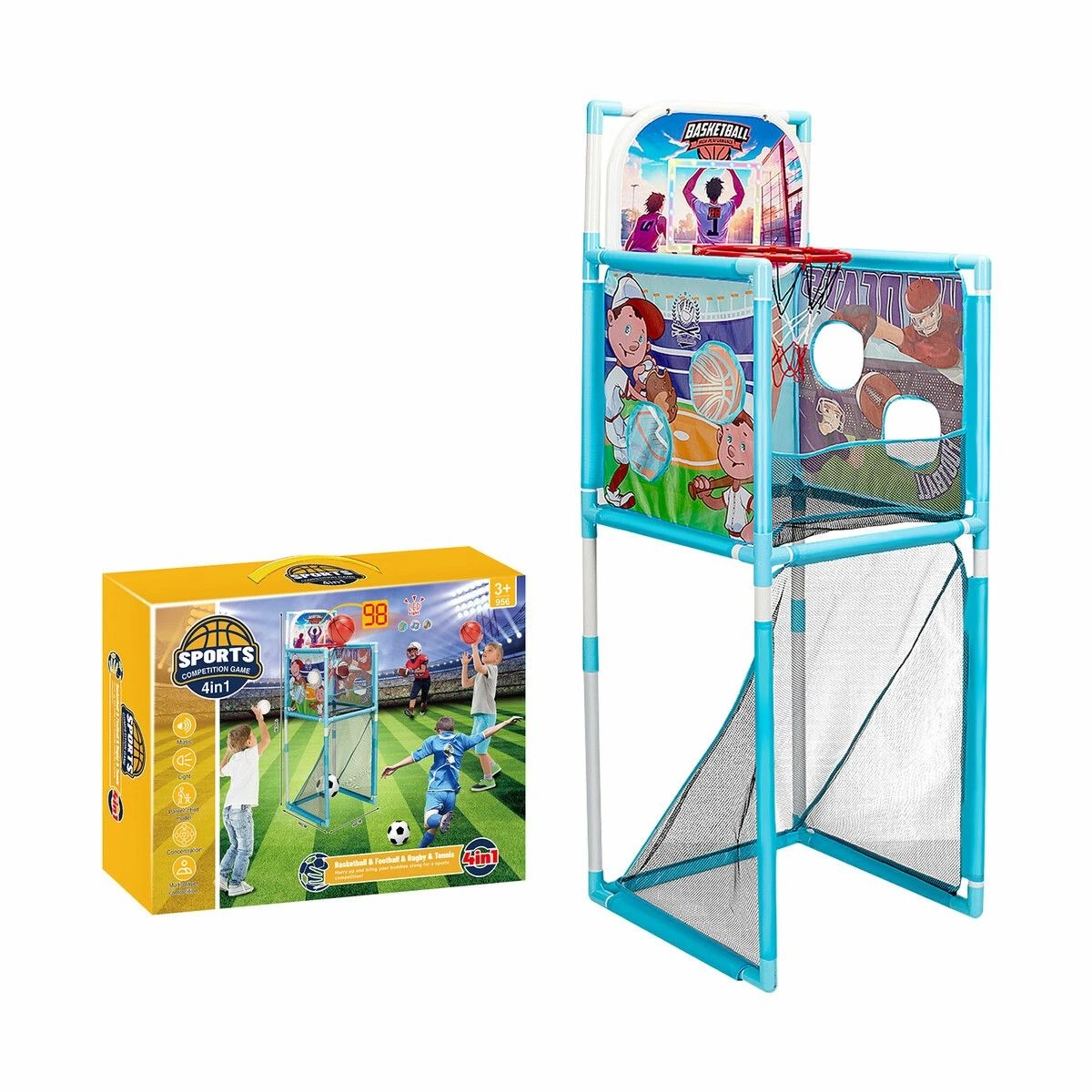 3 Ausway Kids Basketball Hoop Stand Soccer Goal Net Arcade Rugby, 3 of 3