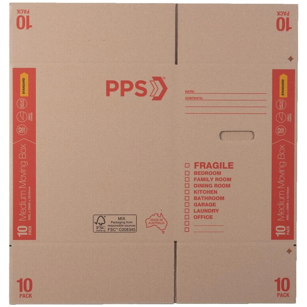 3 PPS Moving Boxes Handles Medium 406 x 298 x 431mm 10 Pack, 3 of 4