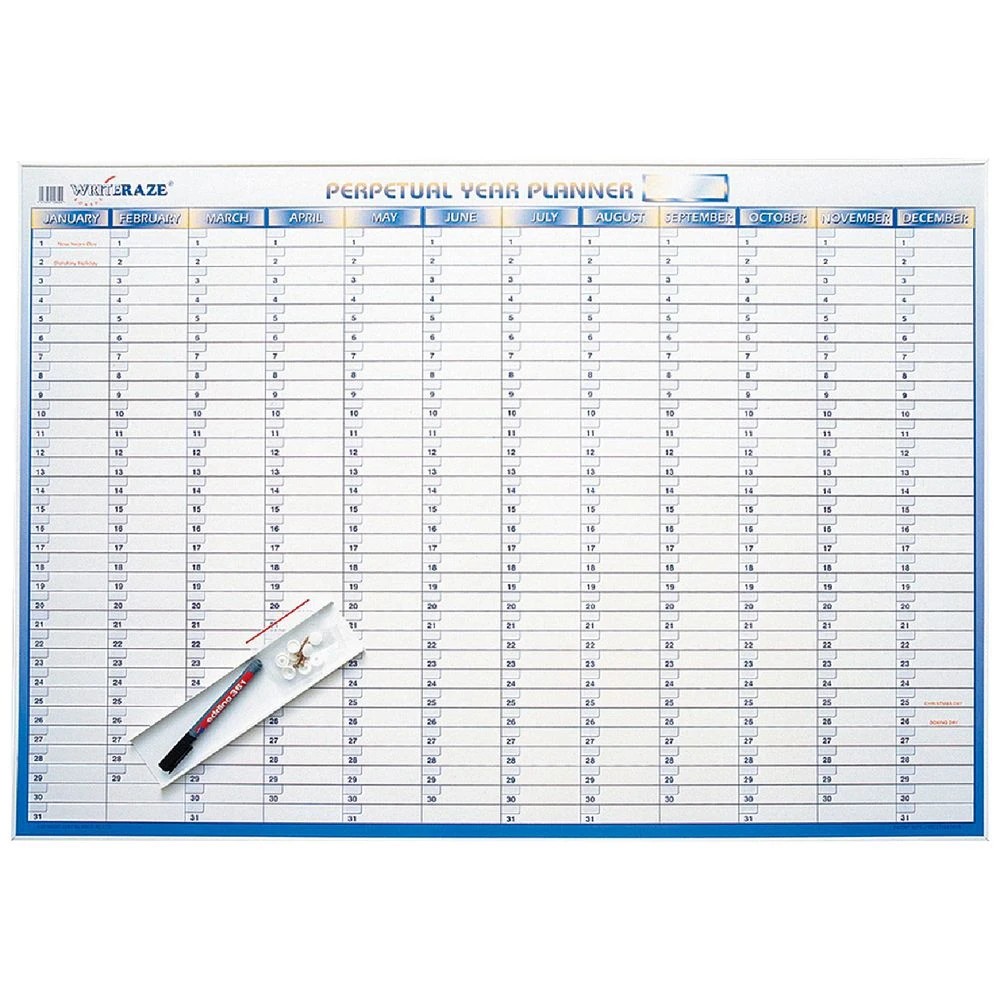 1 Collins Writeraze Perpetual Year Wall Planner 1000x700mm, 1 of 1