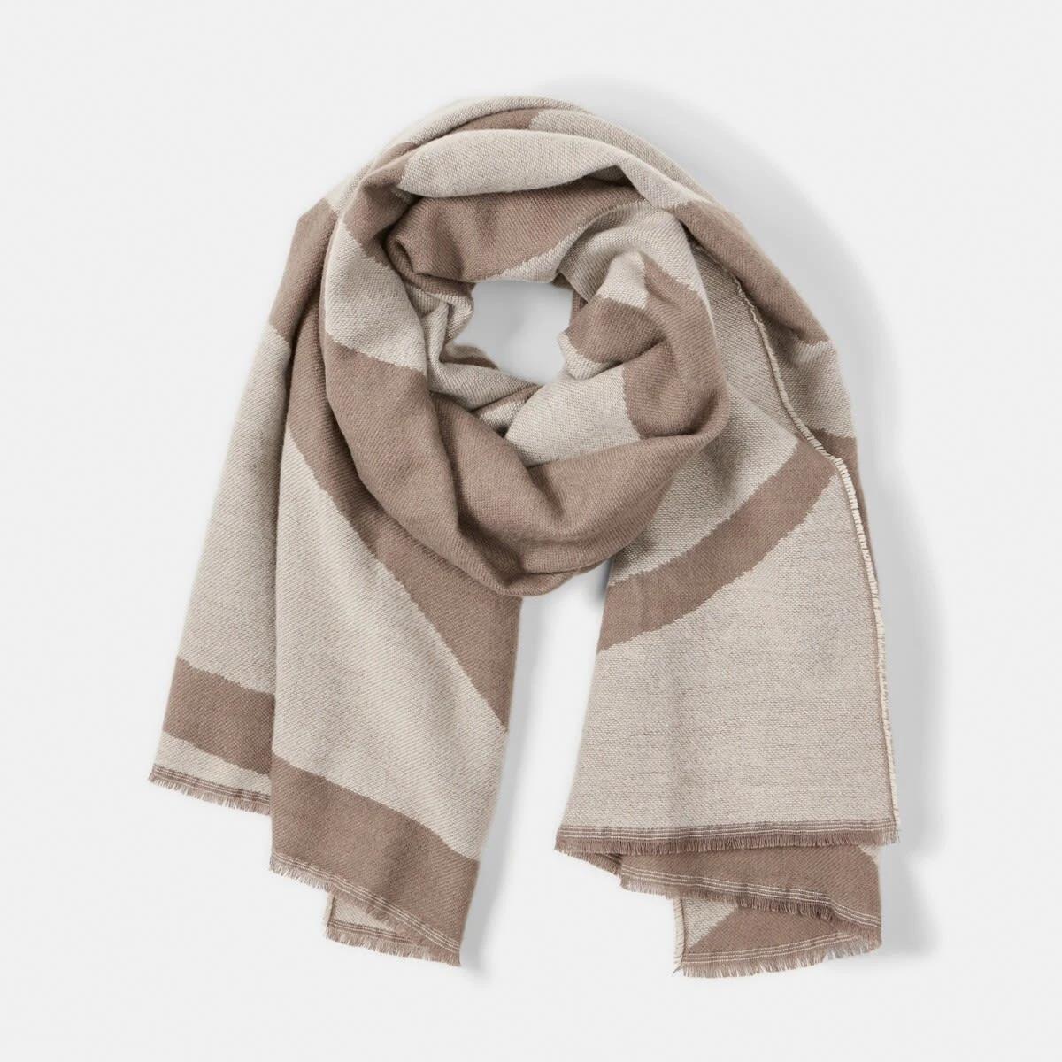1 Jacquard Scarf Taupe Swrl, 1 of 3