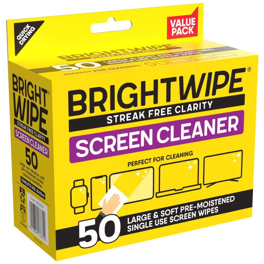 1 Brightwipe Screen Cleaning Wipes 50 Pack, 1 of 1