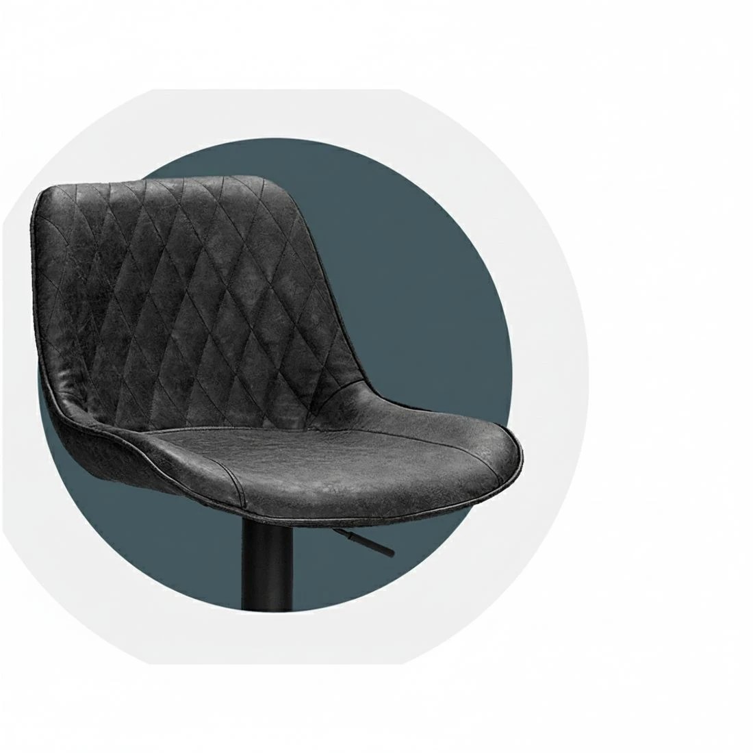 4 Artiss 2x Bar Stools Gas Lift Vintage Leather - Black, 4 of 5