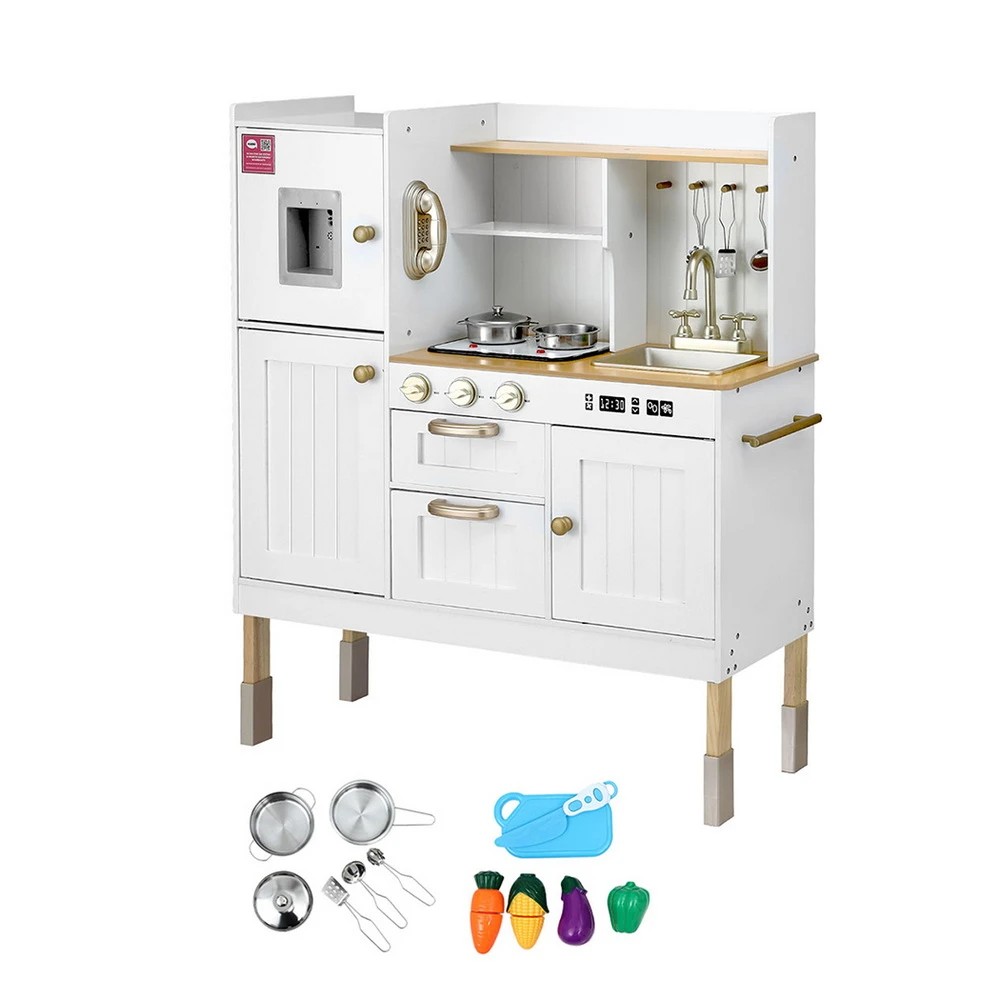 1 Keezi Kids Kitchen Play Set en Pretend Toys Cooking Children Storage  en - Gold, 1 of 7