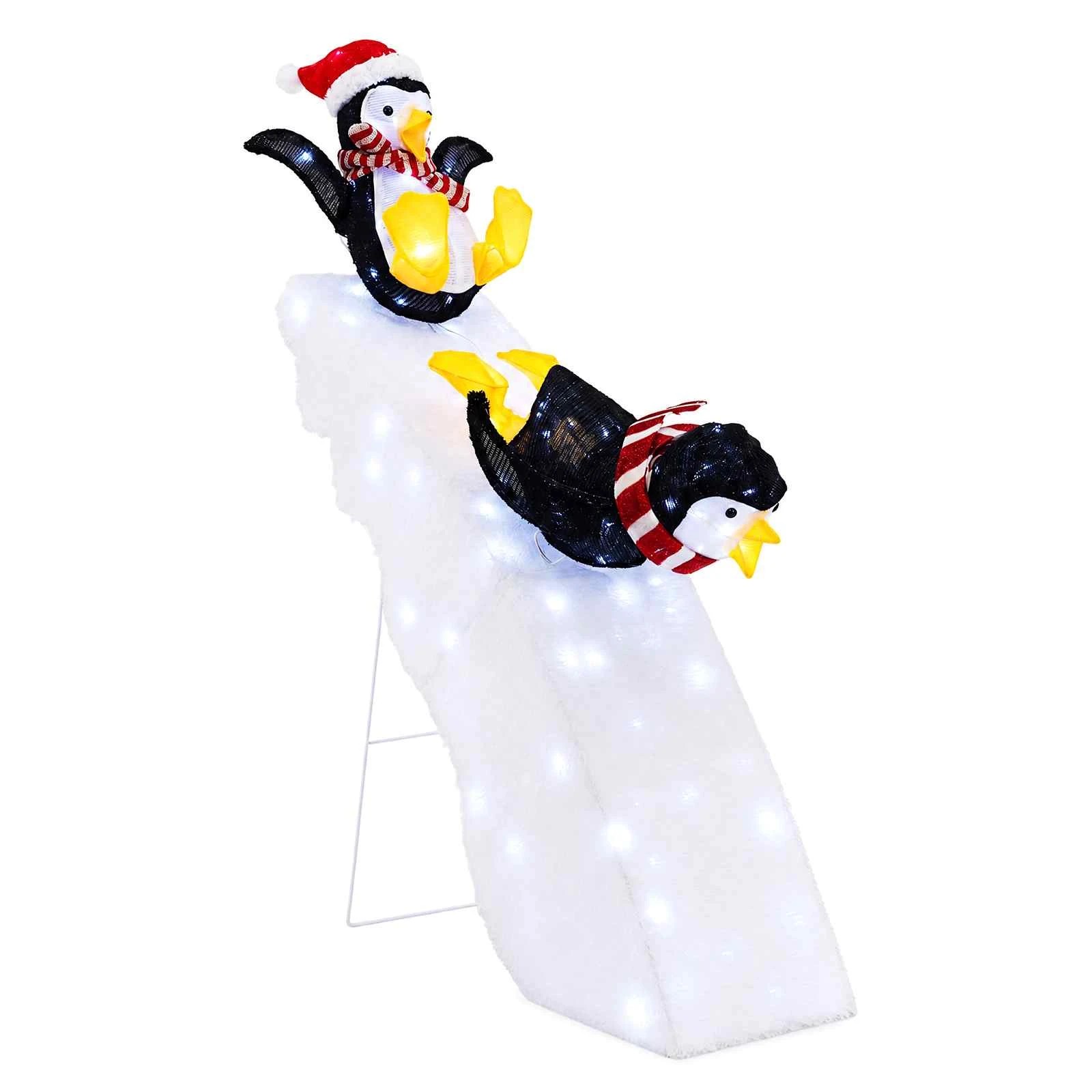 1 Costway Pre-Lit Christmas Decoration 120CM Penguin Ice Skating & Snowy Slide, 1 of 4