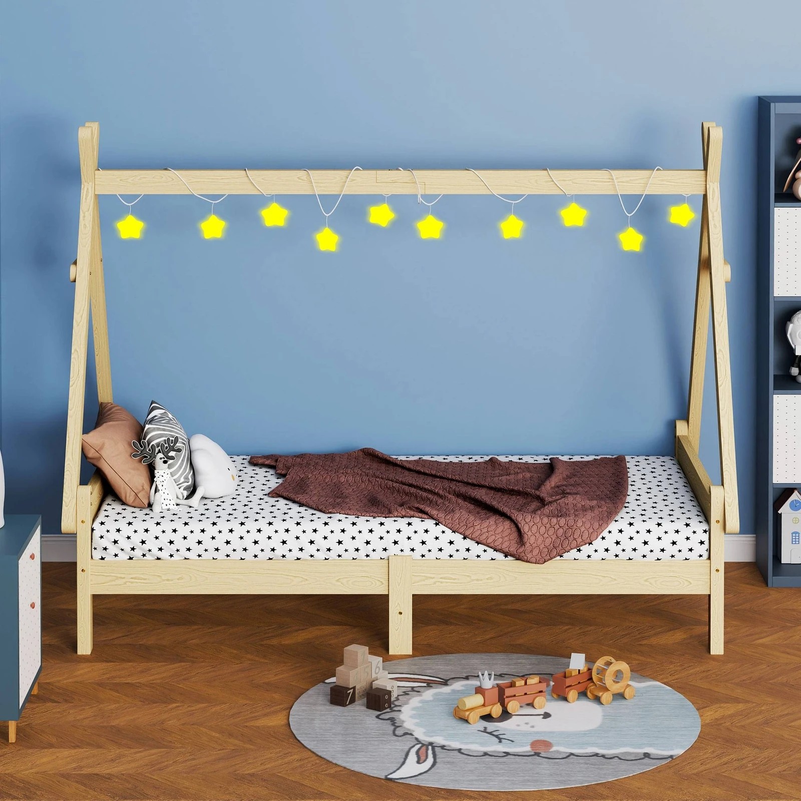 3 Alfordson Kids Bed Frame Wooden Timber Single House Frame Platform Base Estelle - Natural, 3 of 10