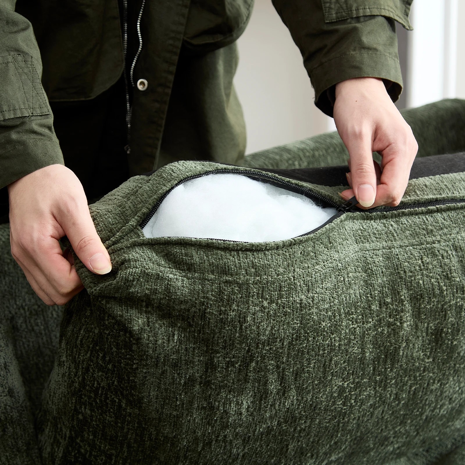 1 Advwin 3 Seater Sofa 265cm Chenille Fabric Modern Sectional Couch with Removable Backrest Green, 1 of 6