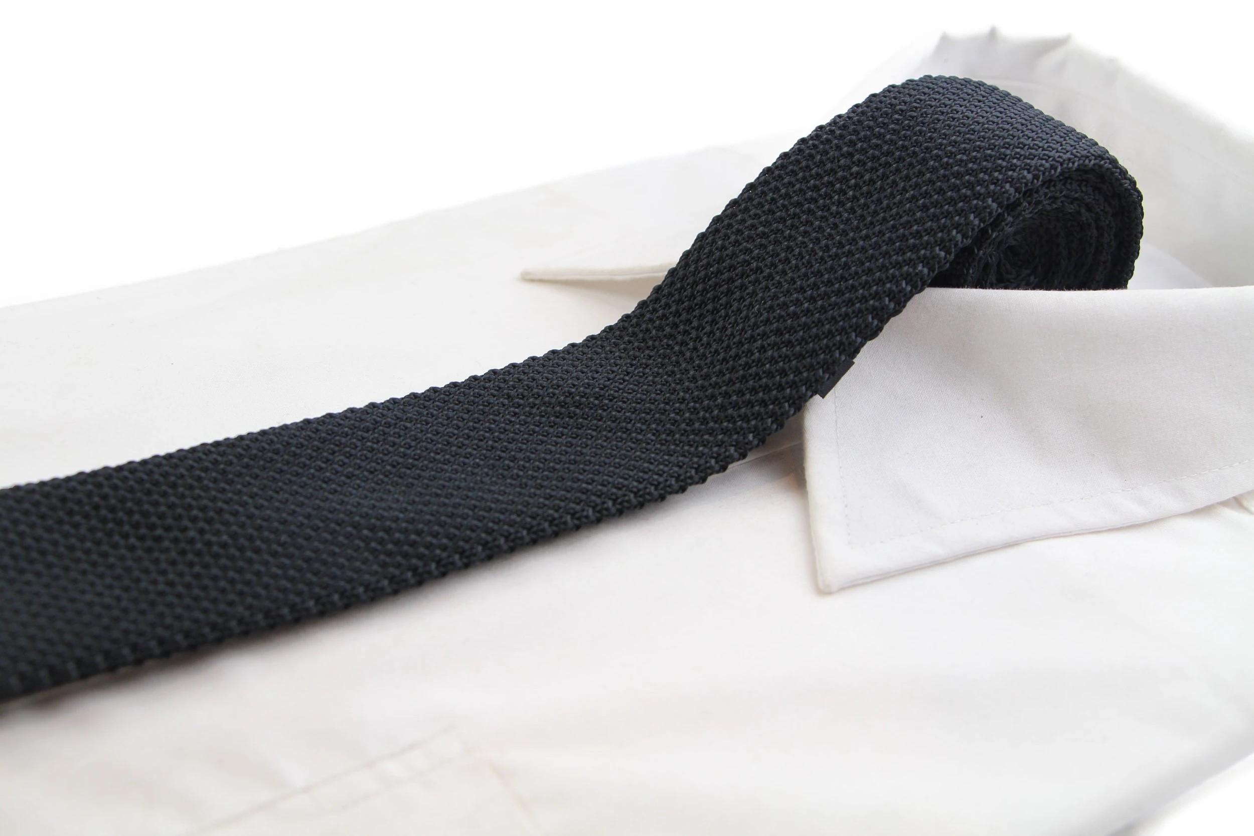 4 Zasel Mens Knitted Neck Tie - Black - Black, 4 of 4