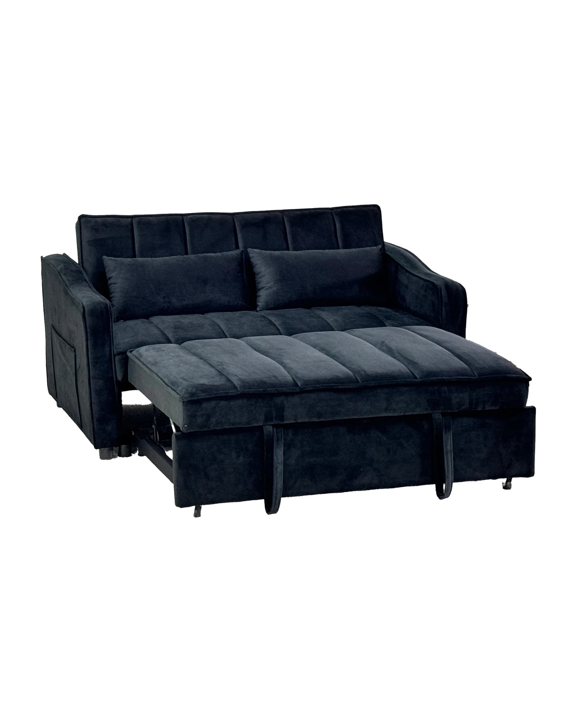 2 Sarantino Fenton Velvet 2-Seater Sofa Bed - Black, 2 of 9