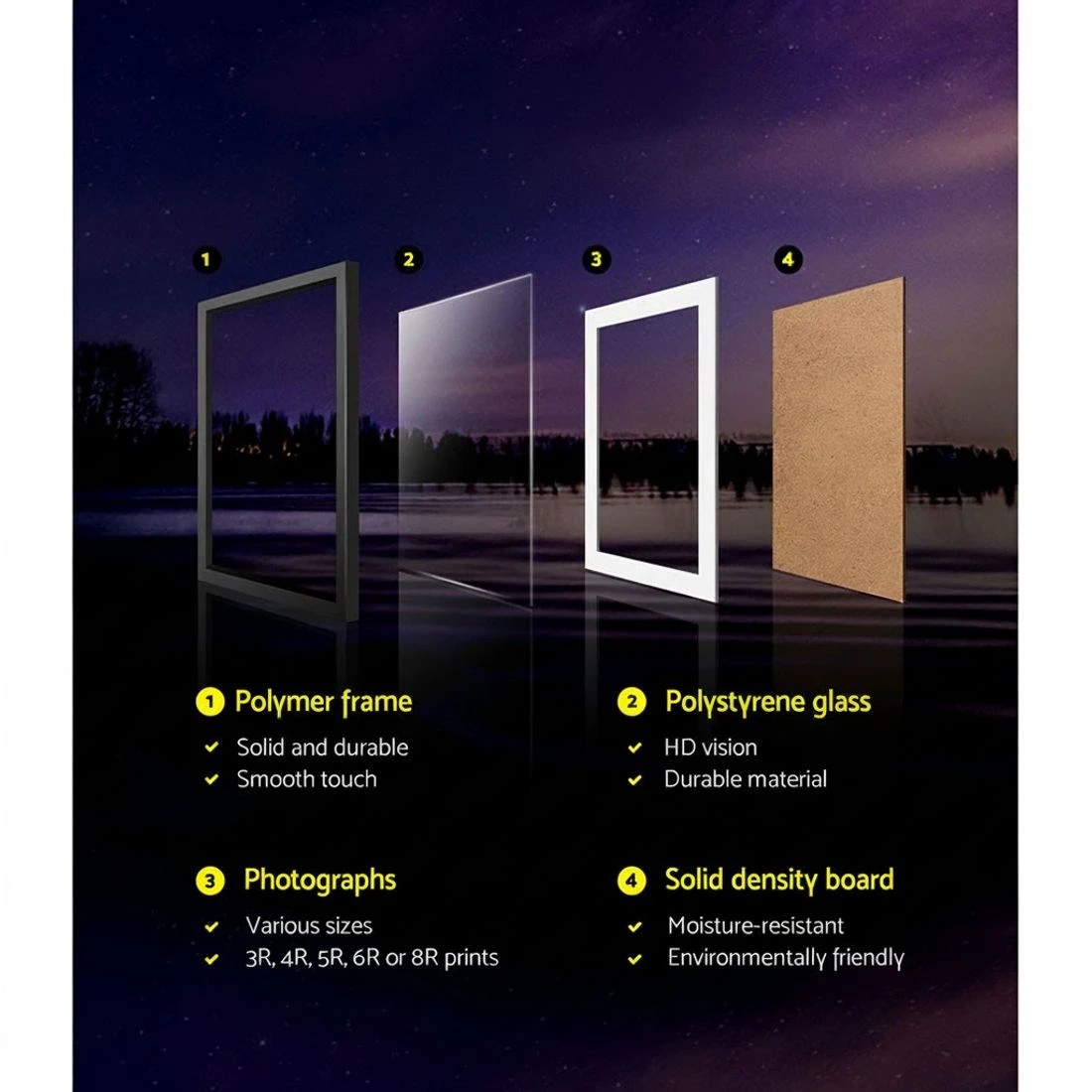 3 Artiss Photo Frames Art Holder 26PCS 8x10" 5x7" 4x6" 3.5x5" - Black, 3 of 7