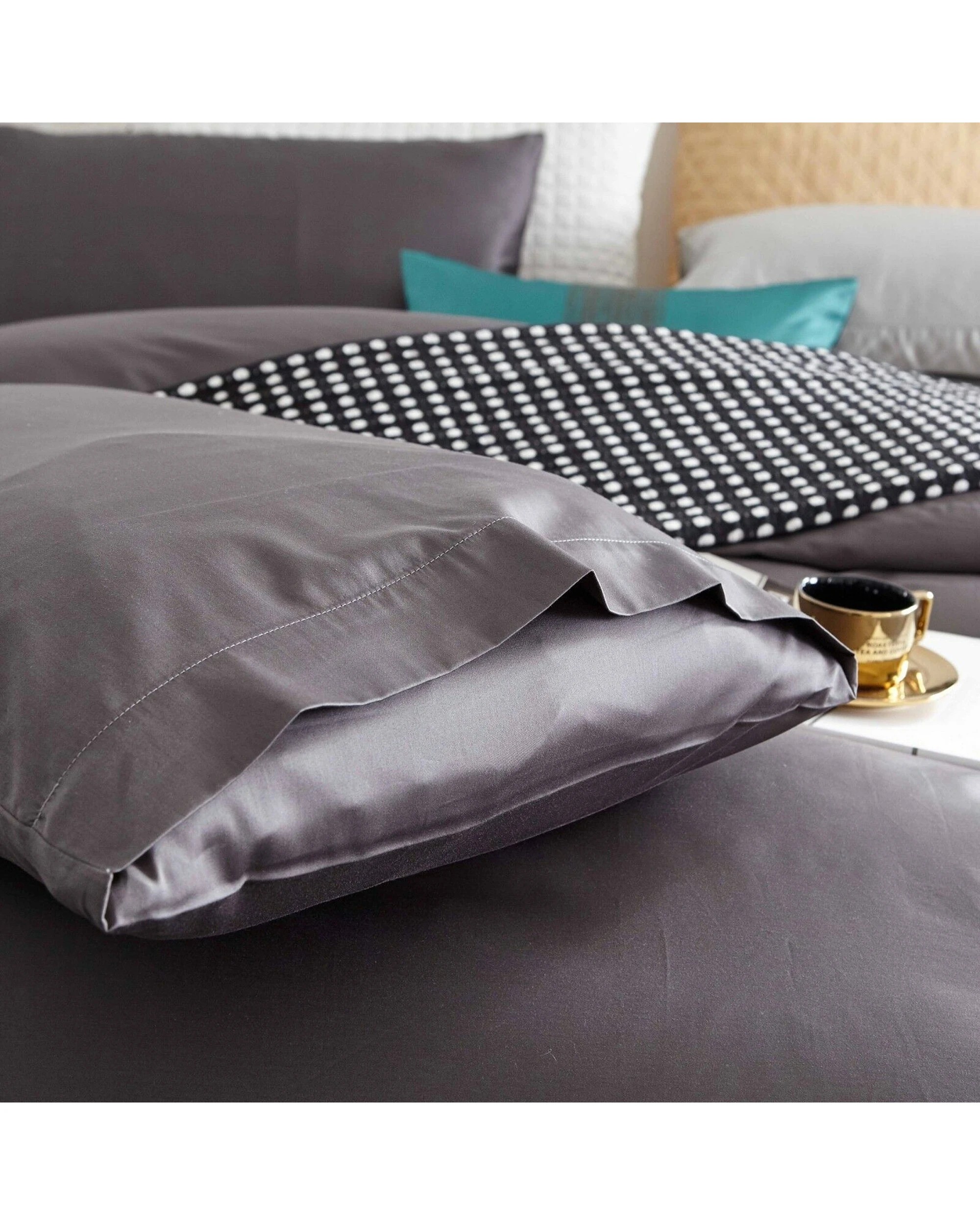 5 Cotton More 2pc Sateen Cotton 650TC Pillowcase Set 48x73cm Steel - Grey, 5 of 5