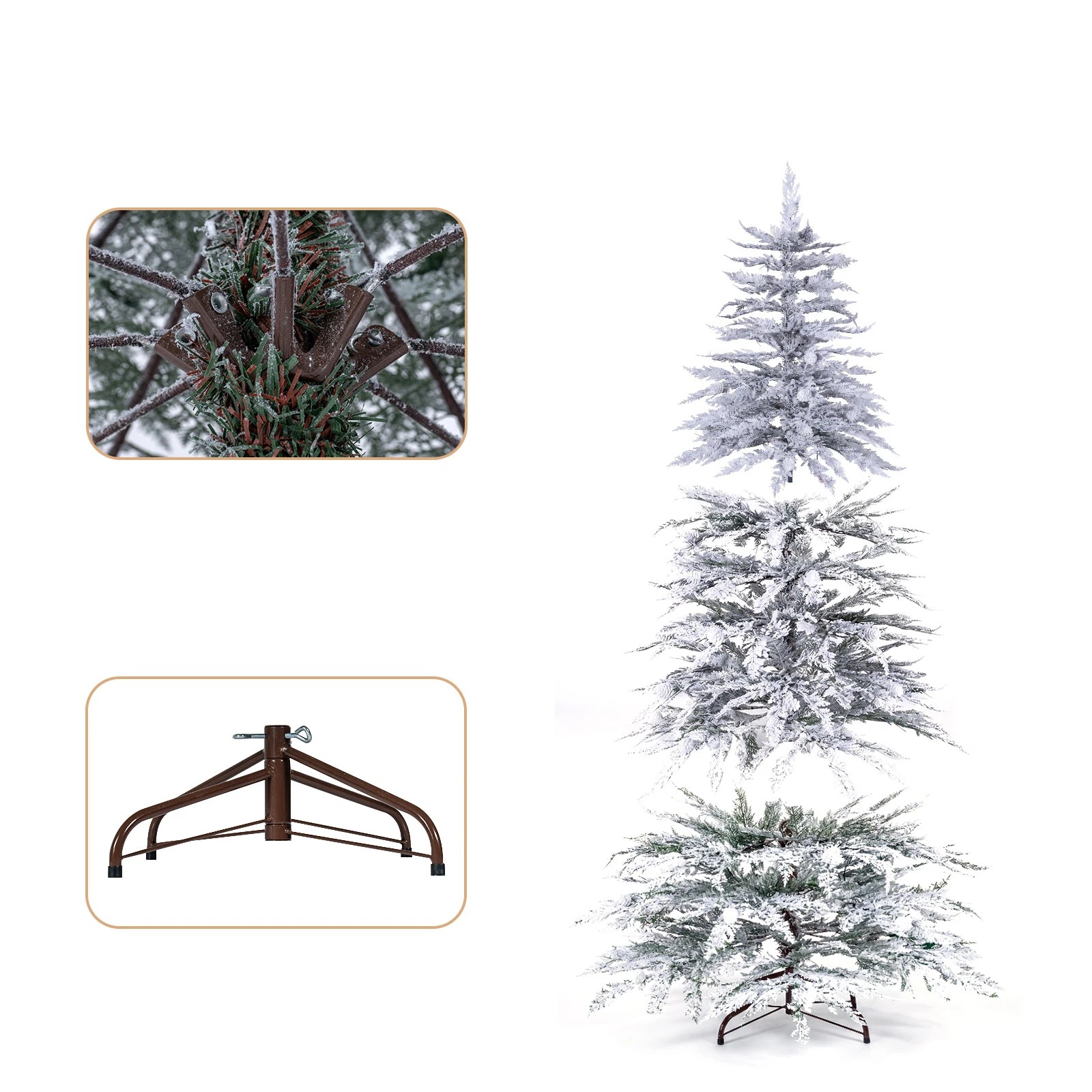 5 Costway 1.8M PE Artificial Christmas Tree w/72 Pine Cones Pre-Lit Cypress Xmas Tree 8-Mode, 5 of 8