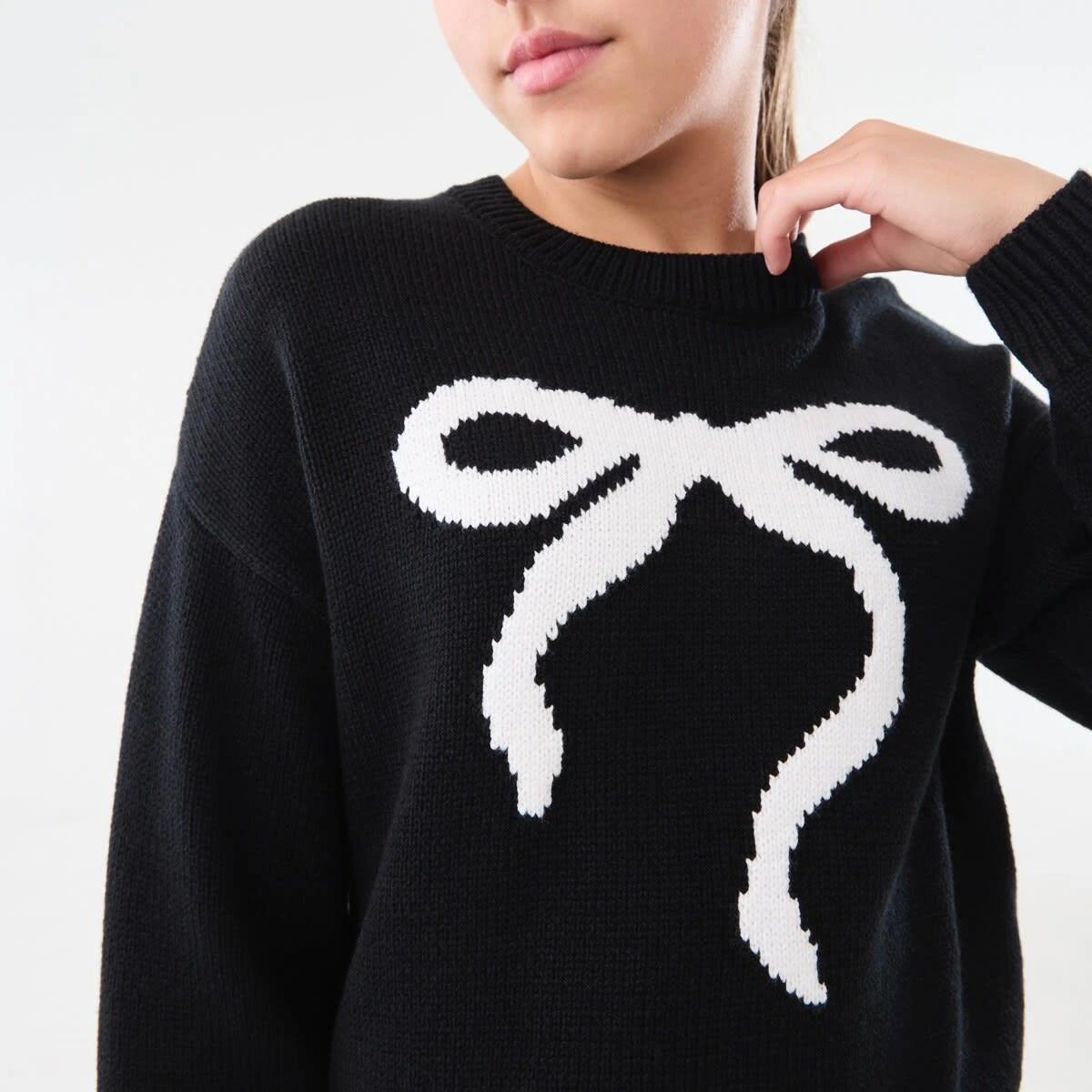 4 Bow Knit Jumper Black, 4 of 8