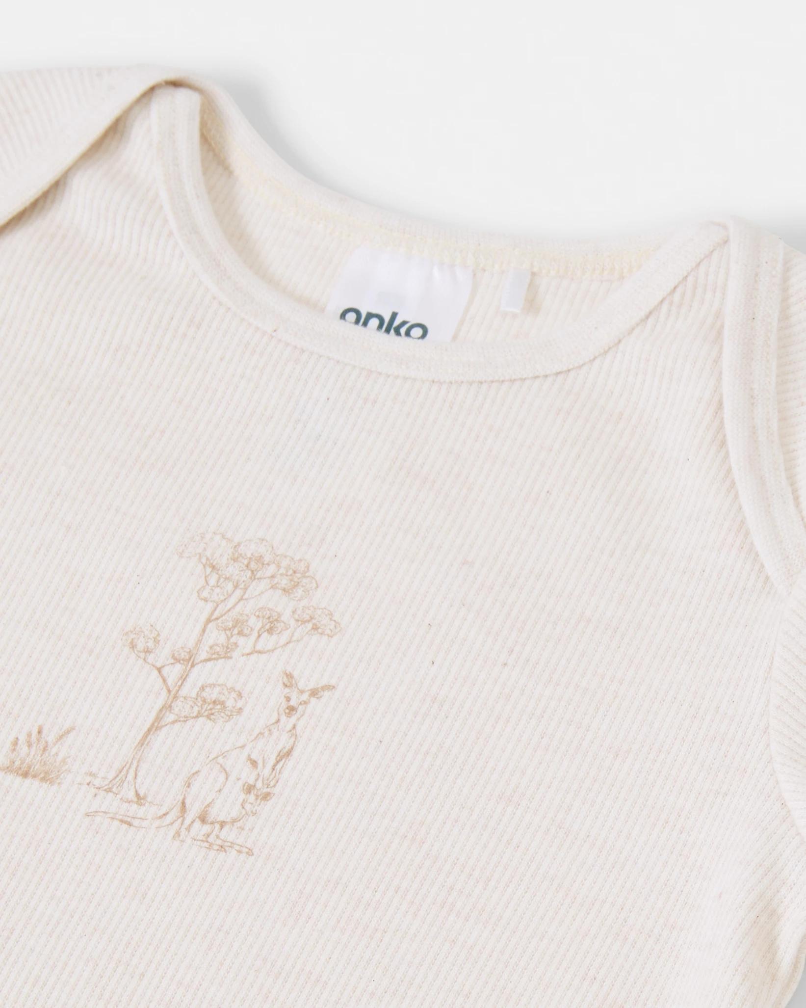 5 2 Piece Long Sleeve Newborn Set Beig Animl, 5 of 6