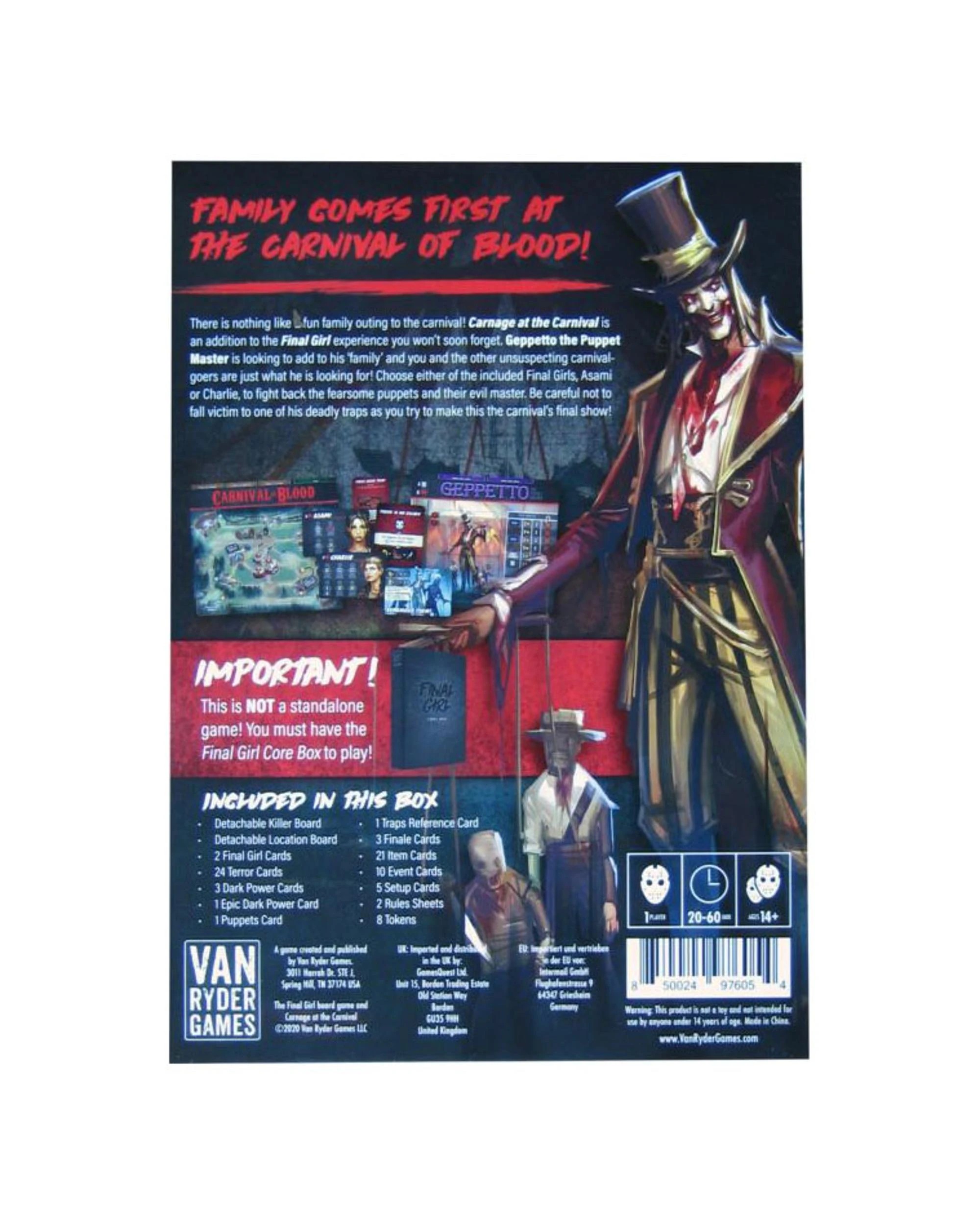 2 Final Girl Feature Film Series 1 Carnage At The Carnival Board Game, 2 of 2