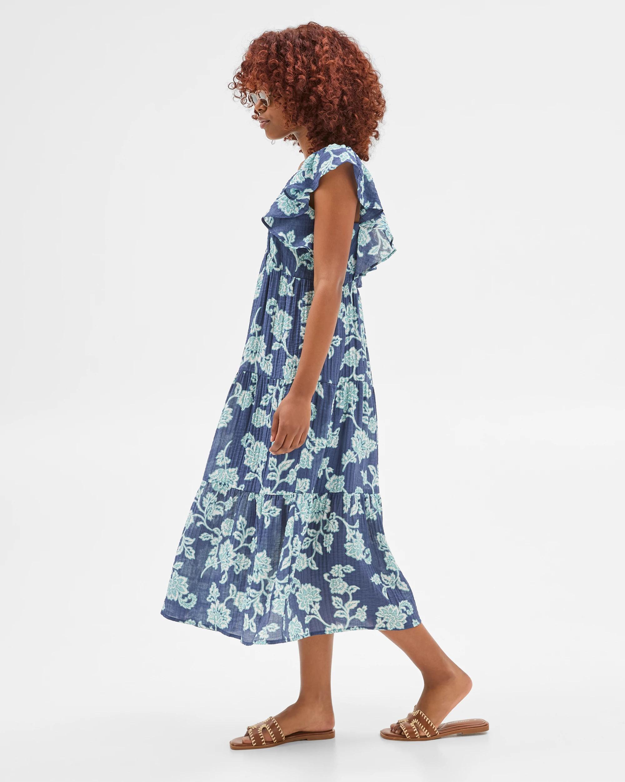 5 Target Petites Flutter Sleeve Midi Dress DAMSON, 5 of 6