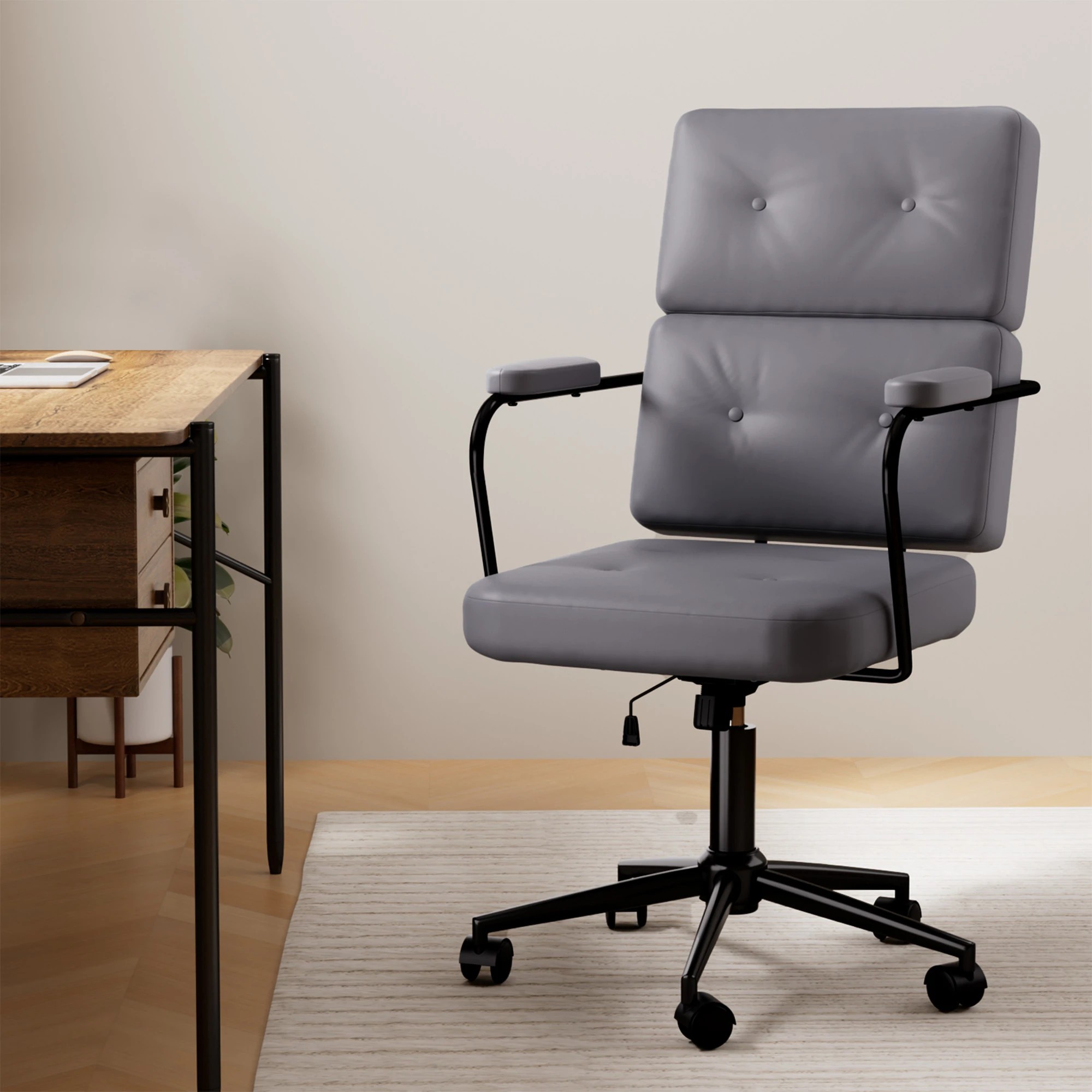 7 Levede Leather Office Chair - Grey, 7 of 7