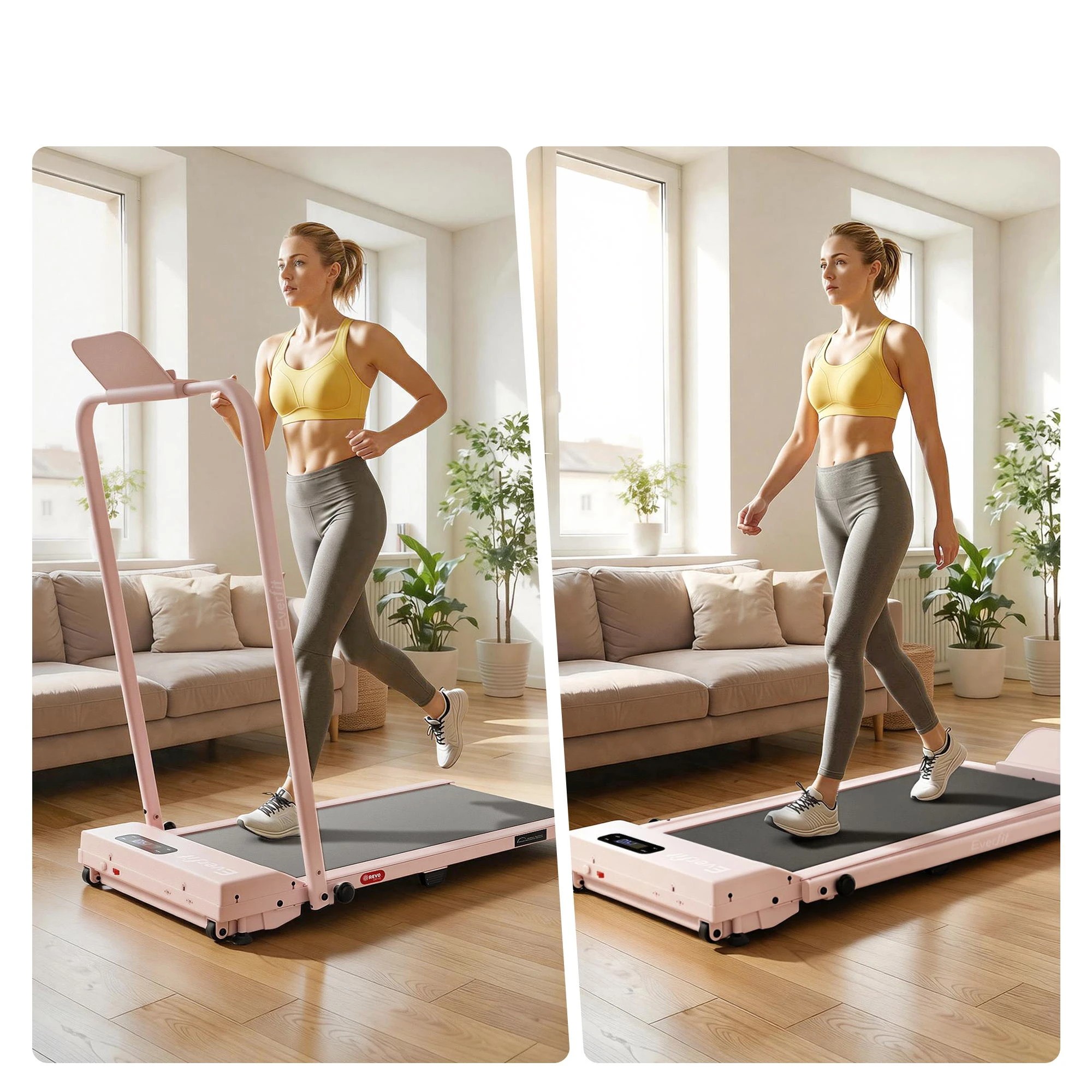 4 Everfit 3 in 1 Walking Pad Treadmill 12% Incline Under Desk Treadmills for Home - Pink, 4 of 10