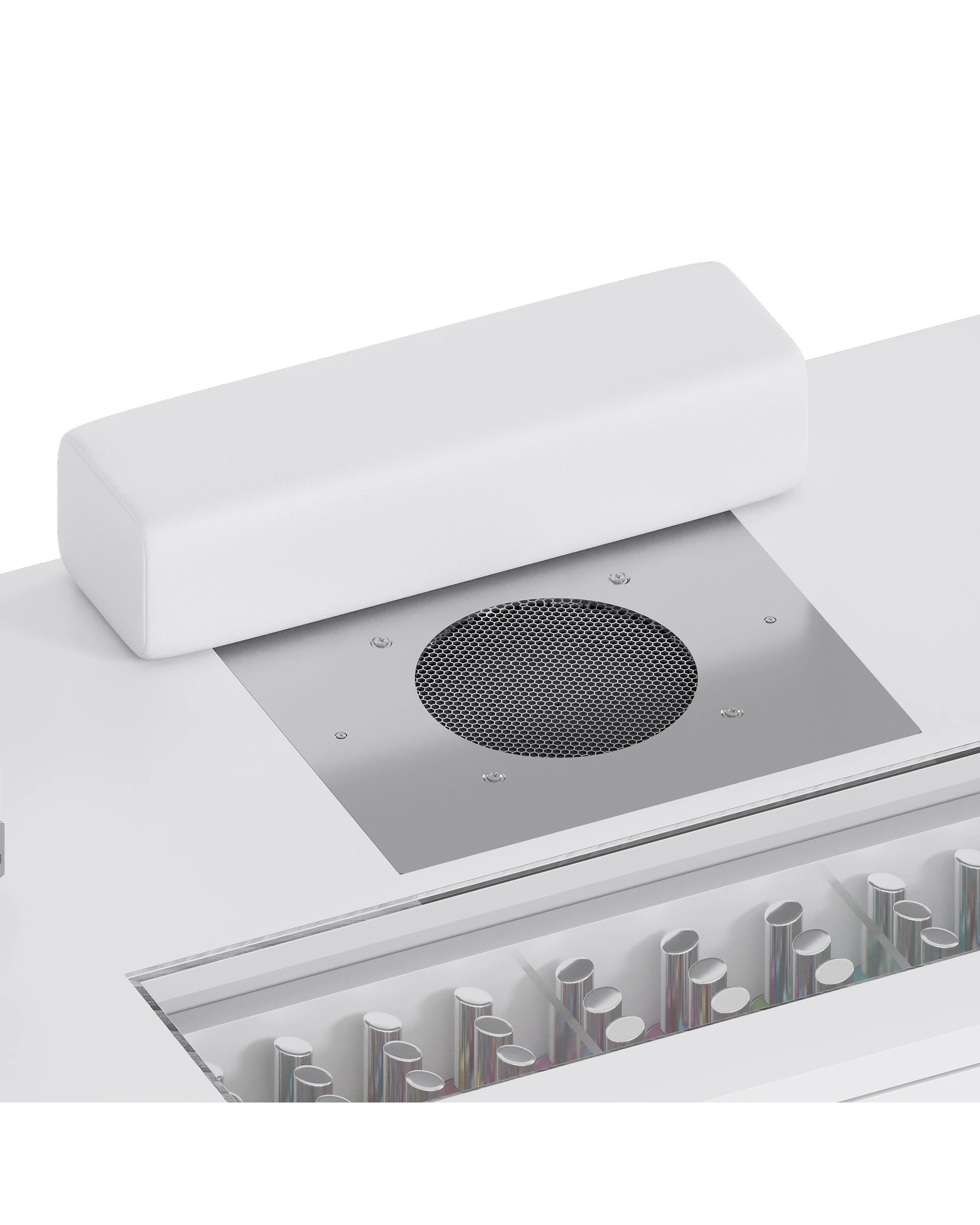 5 Advwin Vanity Nail Desk Manicure Table w/Glass Top Drawer Dust Collector Wireless Charging LED Light - White, 5 of 10