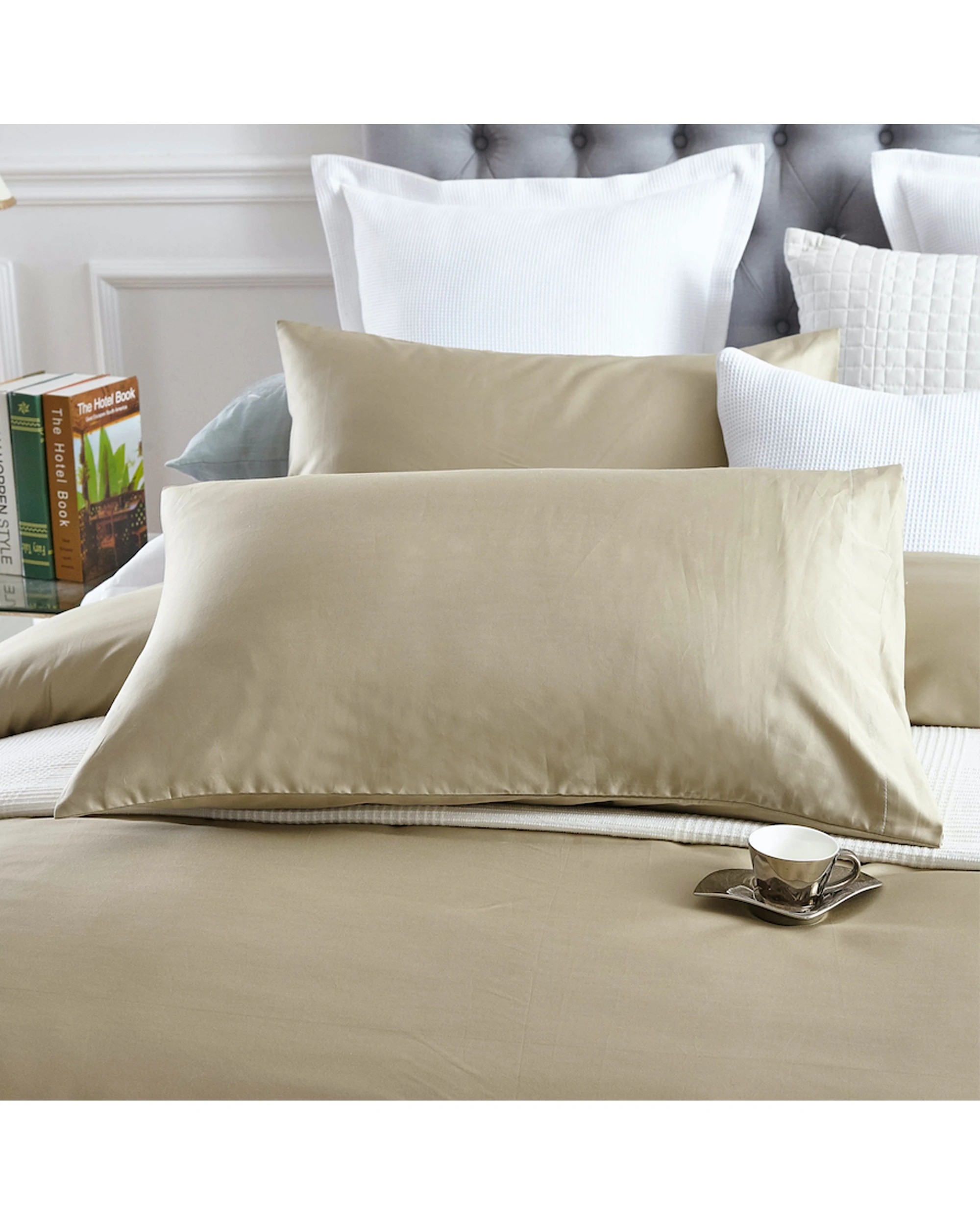 3 Cotton More 100% Cotton 650TC Sateen Quilt Doona Cover Set Single - Beige, 3 of 7