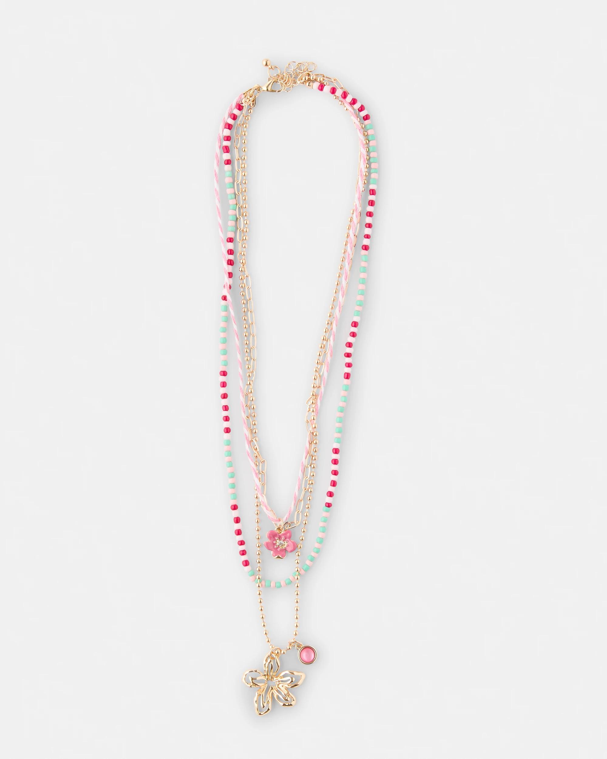 1 4 Pack Flower Necklace Gold, 1 of 4