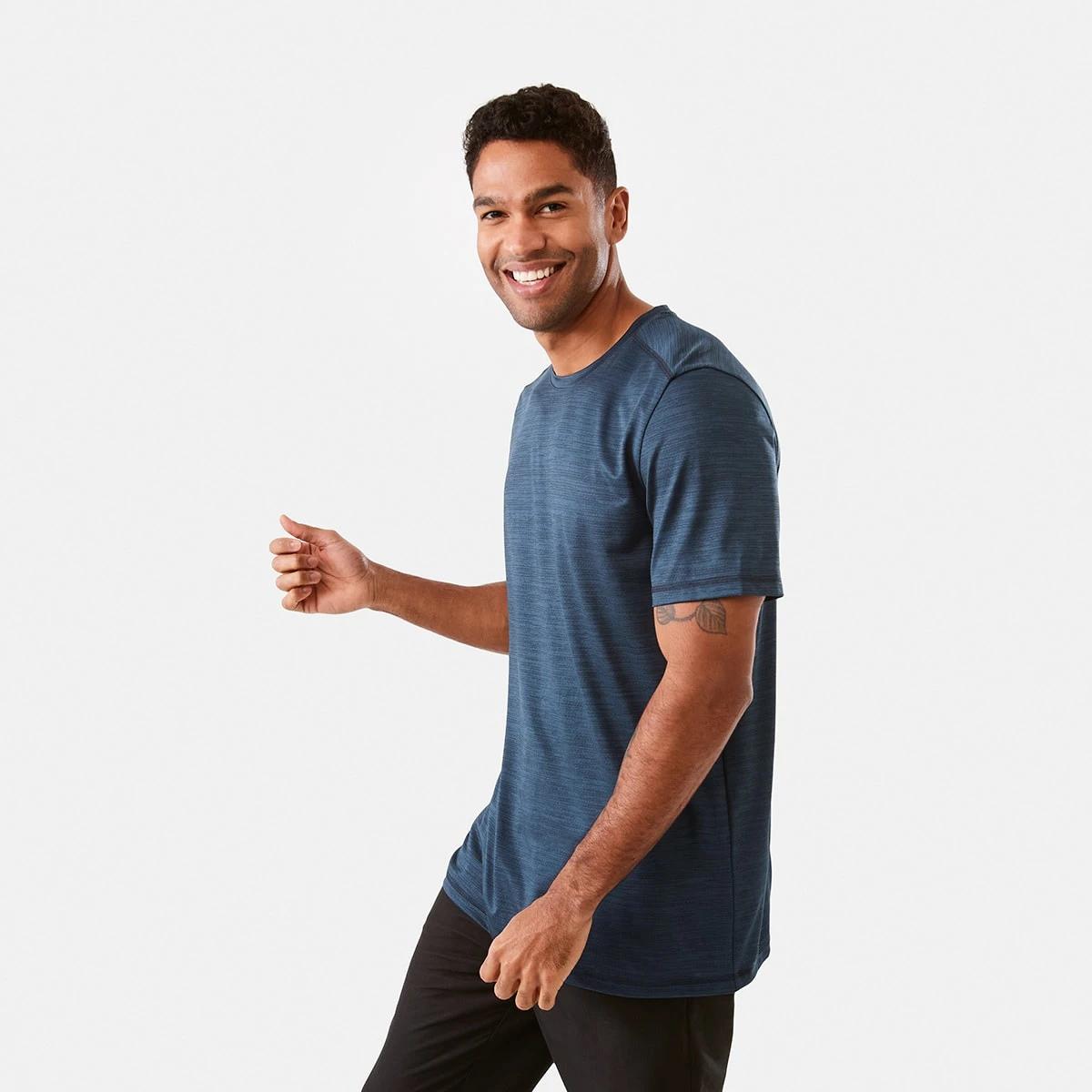 2 Active Mens Crew Neck Cationic T-shirt NAVY BLACK ACT CREW CATIONIC TEE, 2 of 6