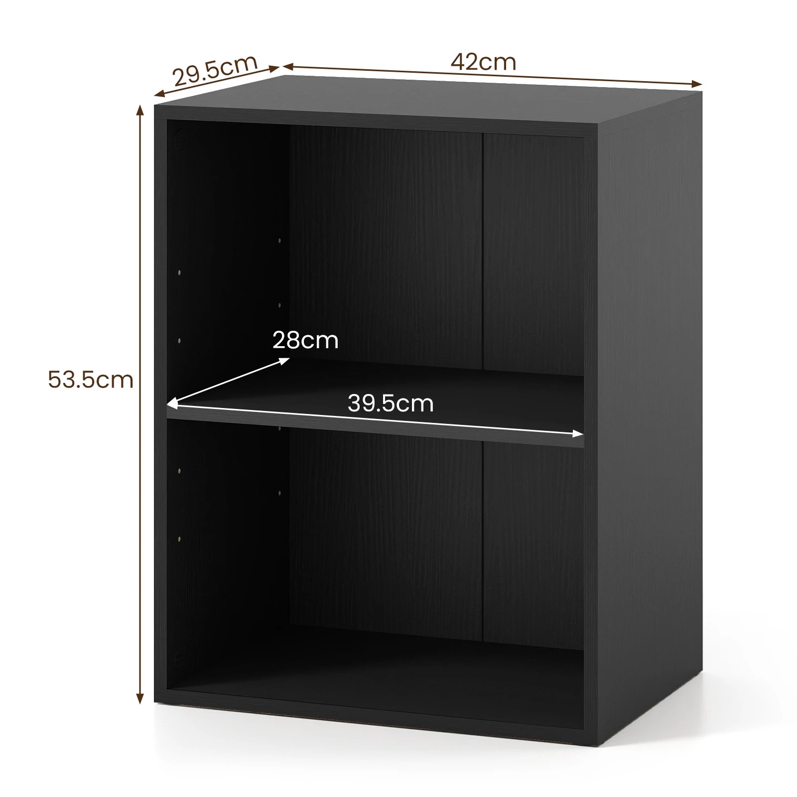 5 Costway 2-Cube Bookshelf Cubby Storage Organizer Display Shelf w/5-Position Adjustable Shelf - Black, 5 of 5