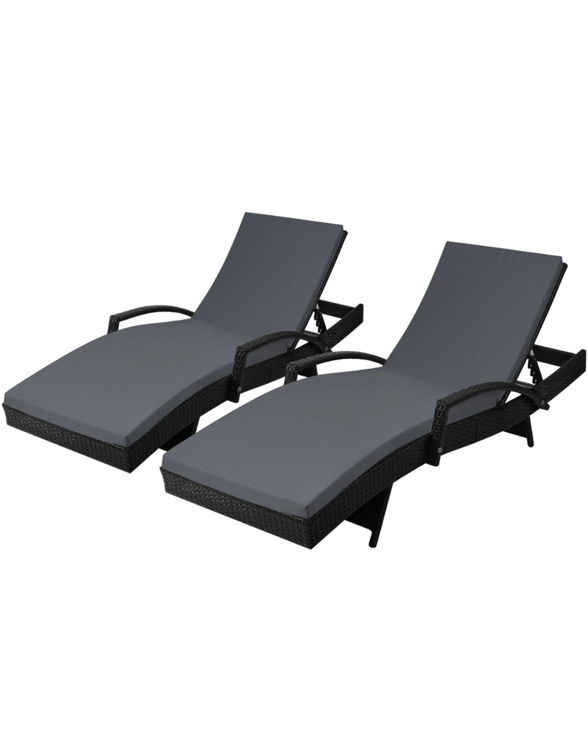 1 Gardeon 2PC Sun Lounge - Black, 1 of 8
